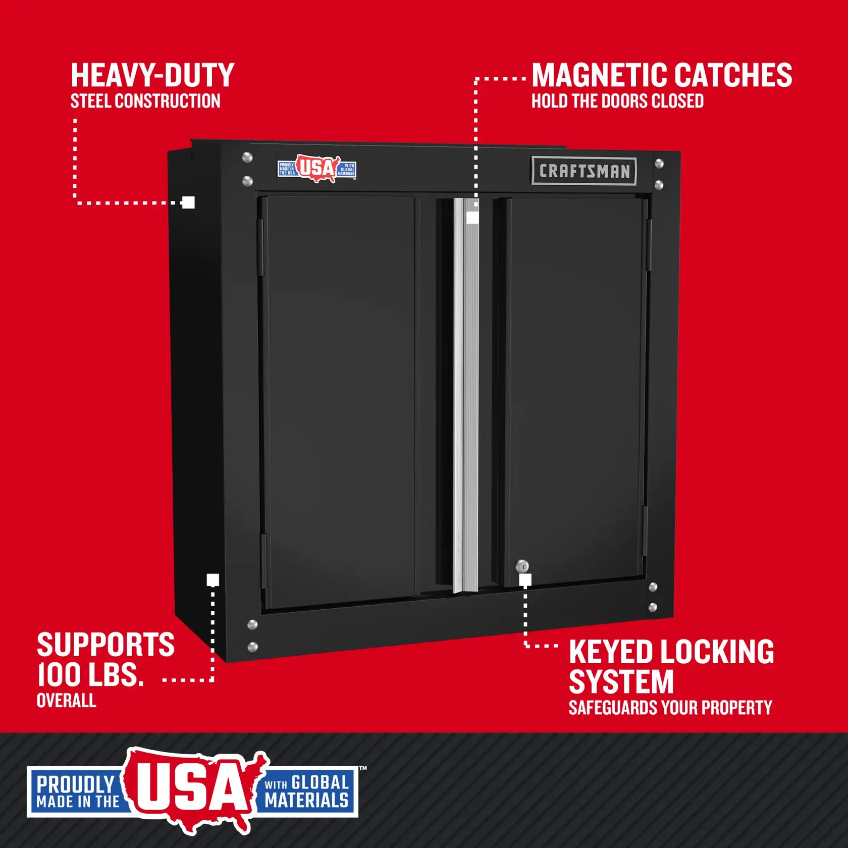 Craftsman CMST22800BK 48-Inch Steel Freestanding Garage Storage Tool Cabinet (Black) F+B