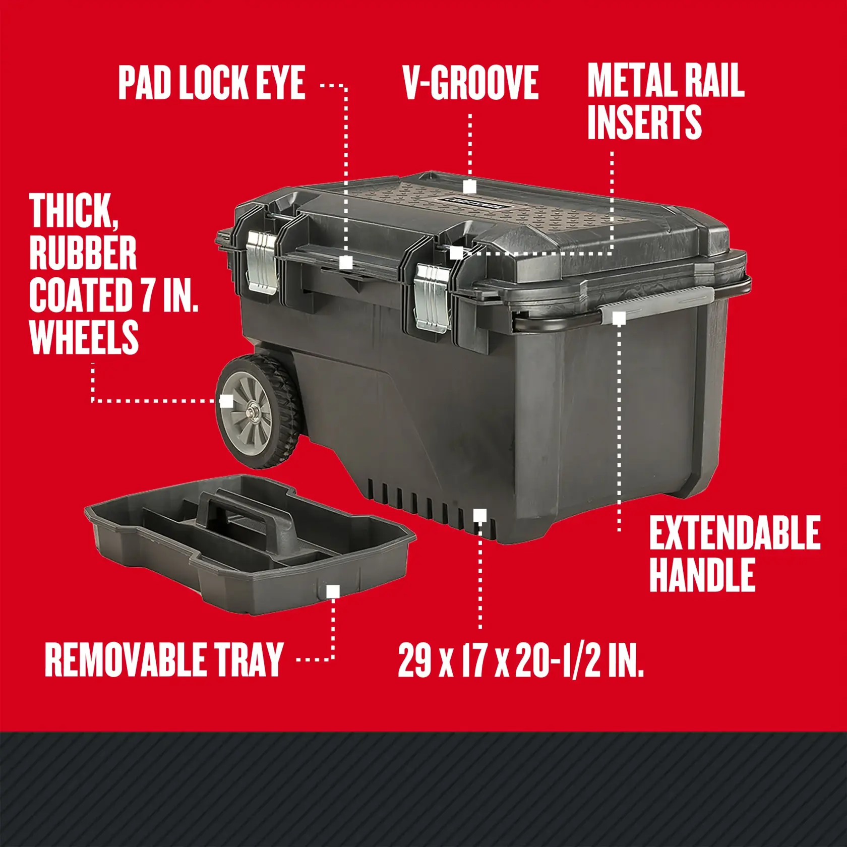 Graphic of CRAFTSMAN Storage: Cabinets & Chests Rolling highlighting product features