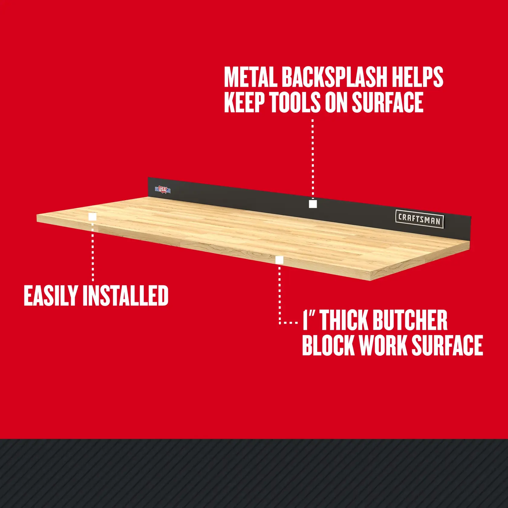 wooden plank
workstation and metal backsplash featuring heavy duty and
coordinated suite look qualities