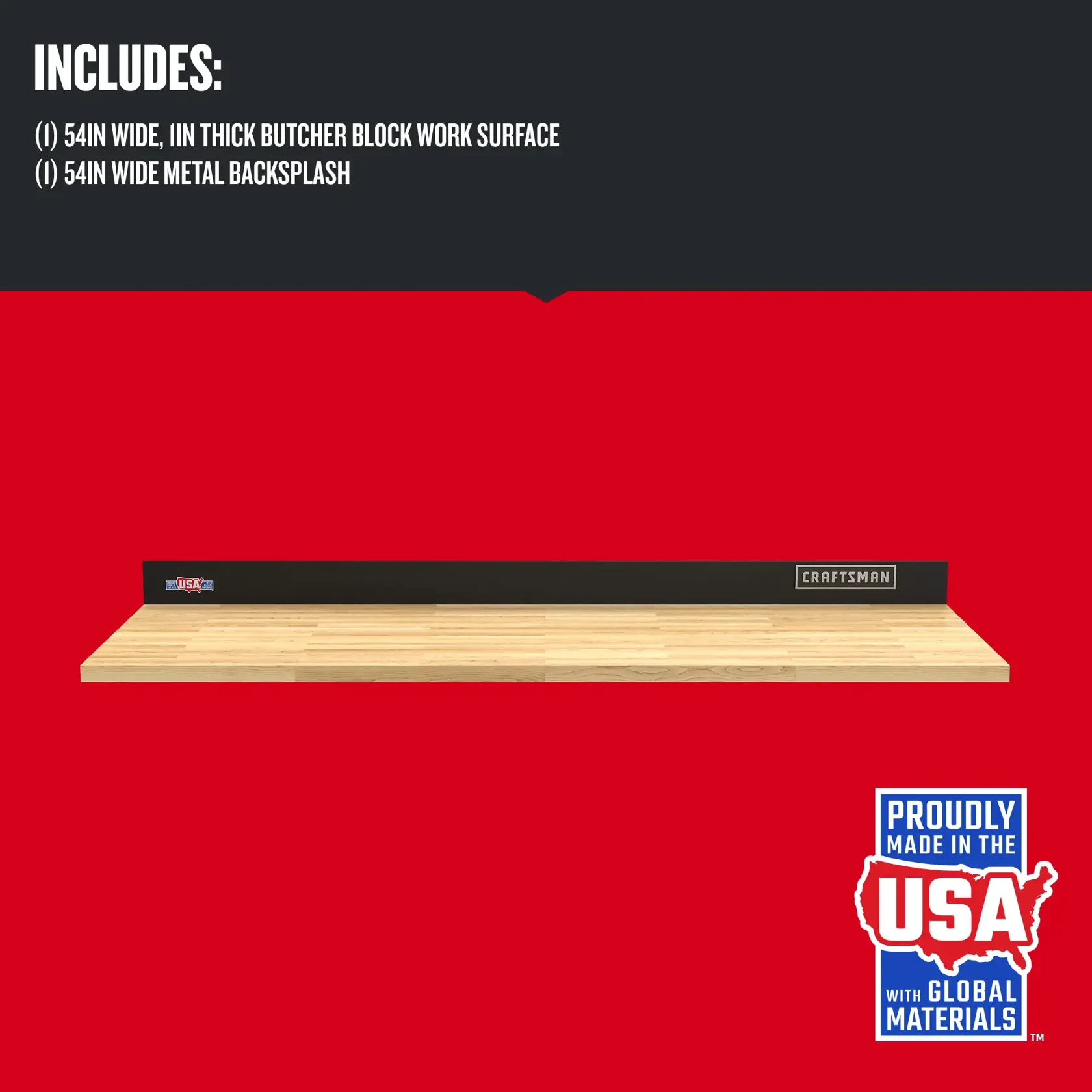 wooden plank
workstation and metal backsplash featuring heavy duty and
coordinated suite look qualities