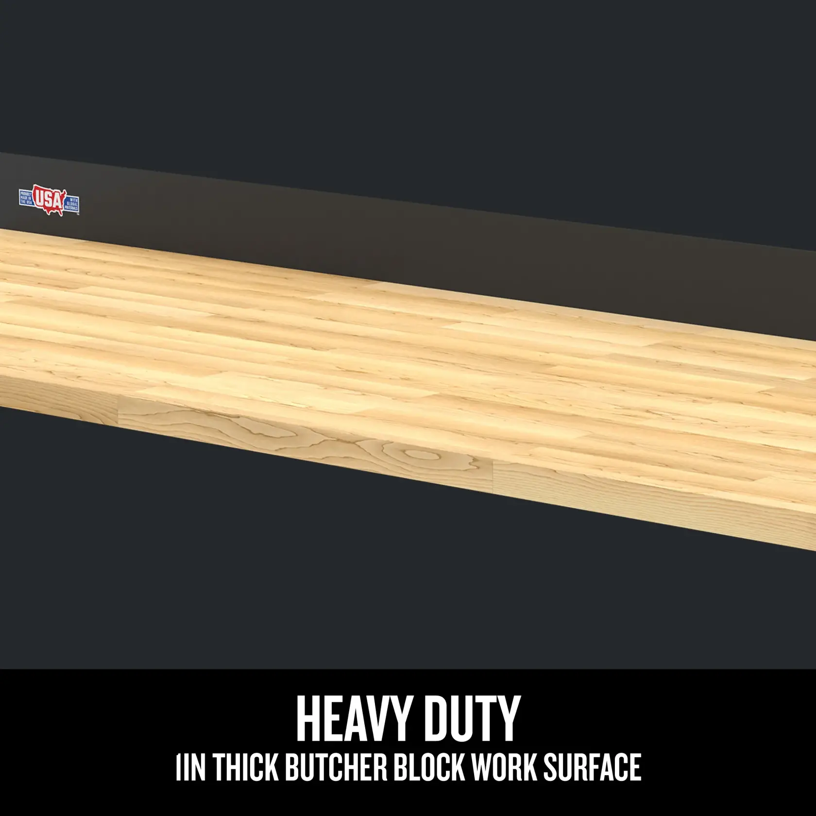 wooden plank
workstation and metal backsplash featuring heavy duty and
coordinated suite look qualities