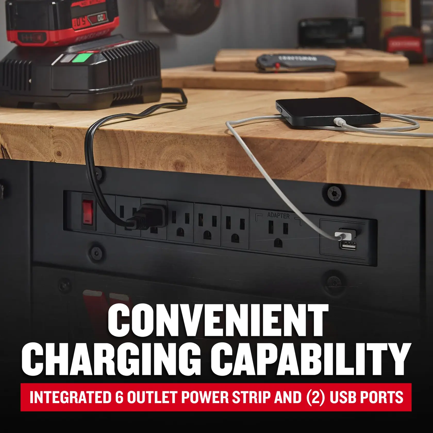 CRAFTSMAN 6' Premium Workbench Convenivent Charging Capability