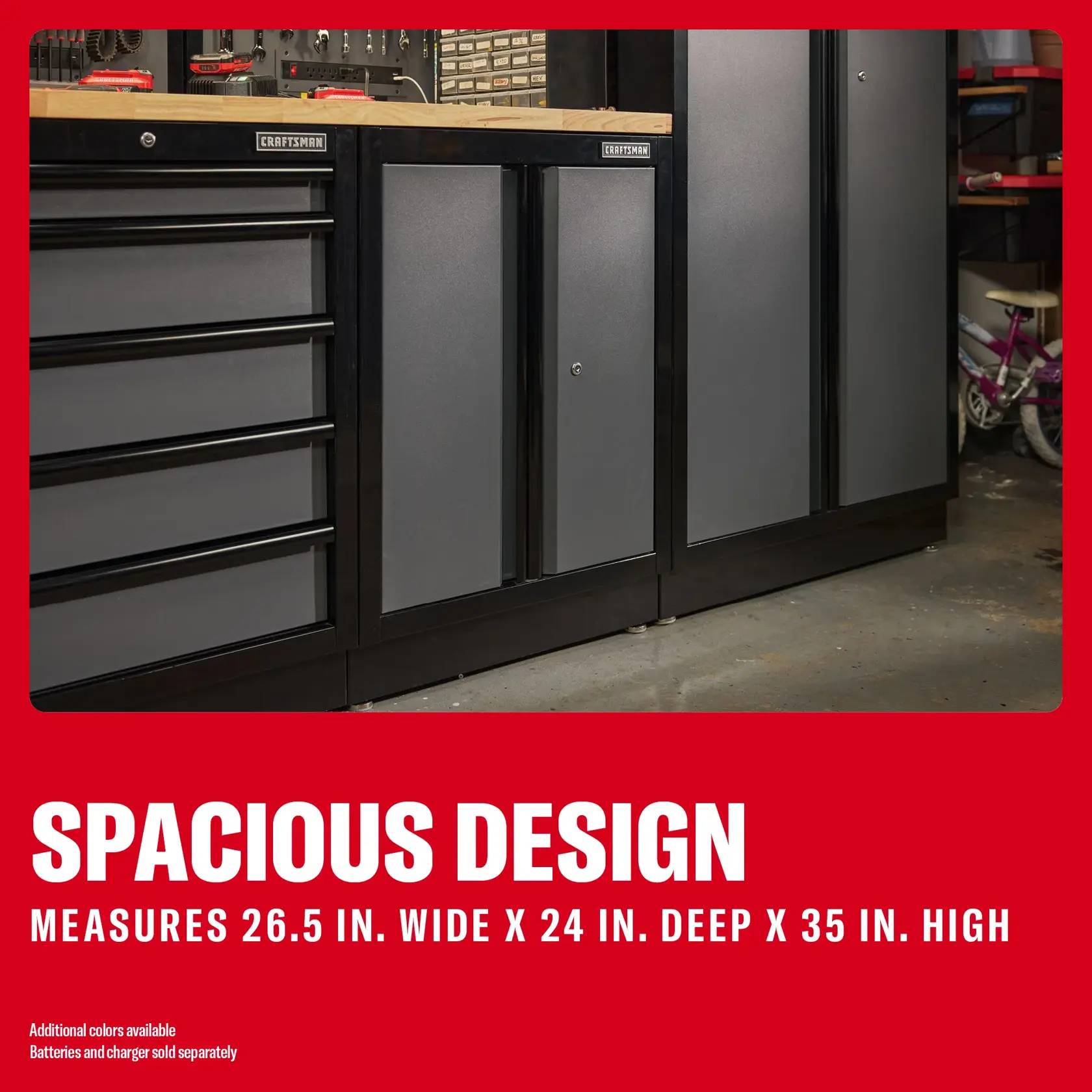 Welded 2-door Base Cabinet (red/black)