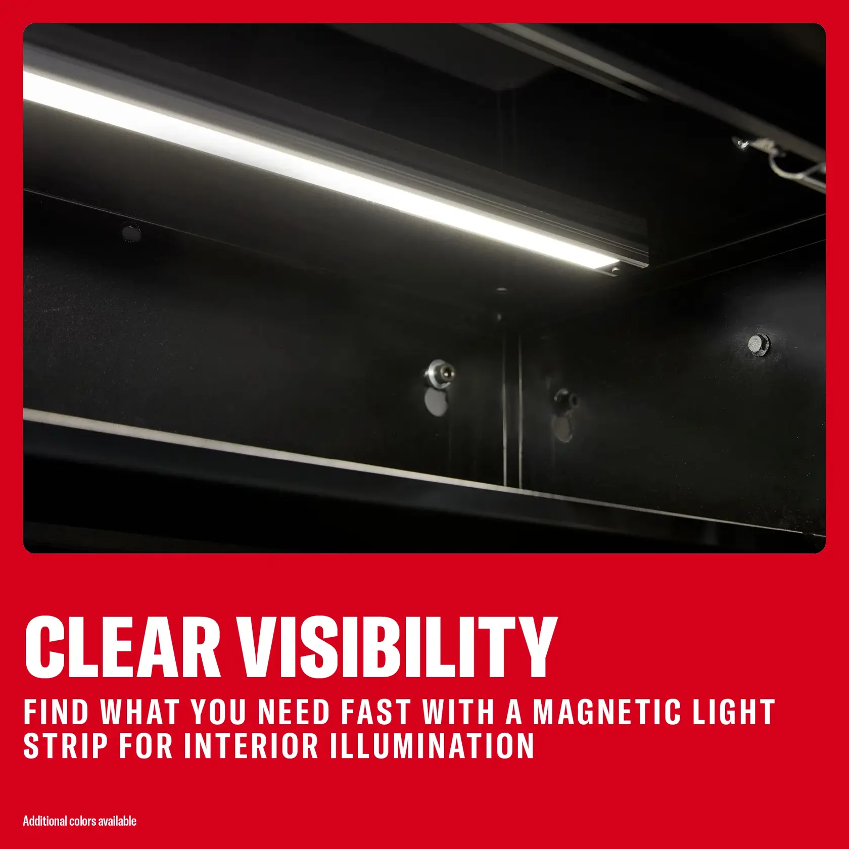 CRAFTSMAN magnetic light strip for cabinet, SKUs 0-29-808, CMST32616WG, CMST32616BG, CMST32616RB, interior illumination.
