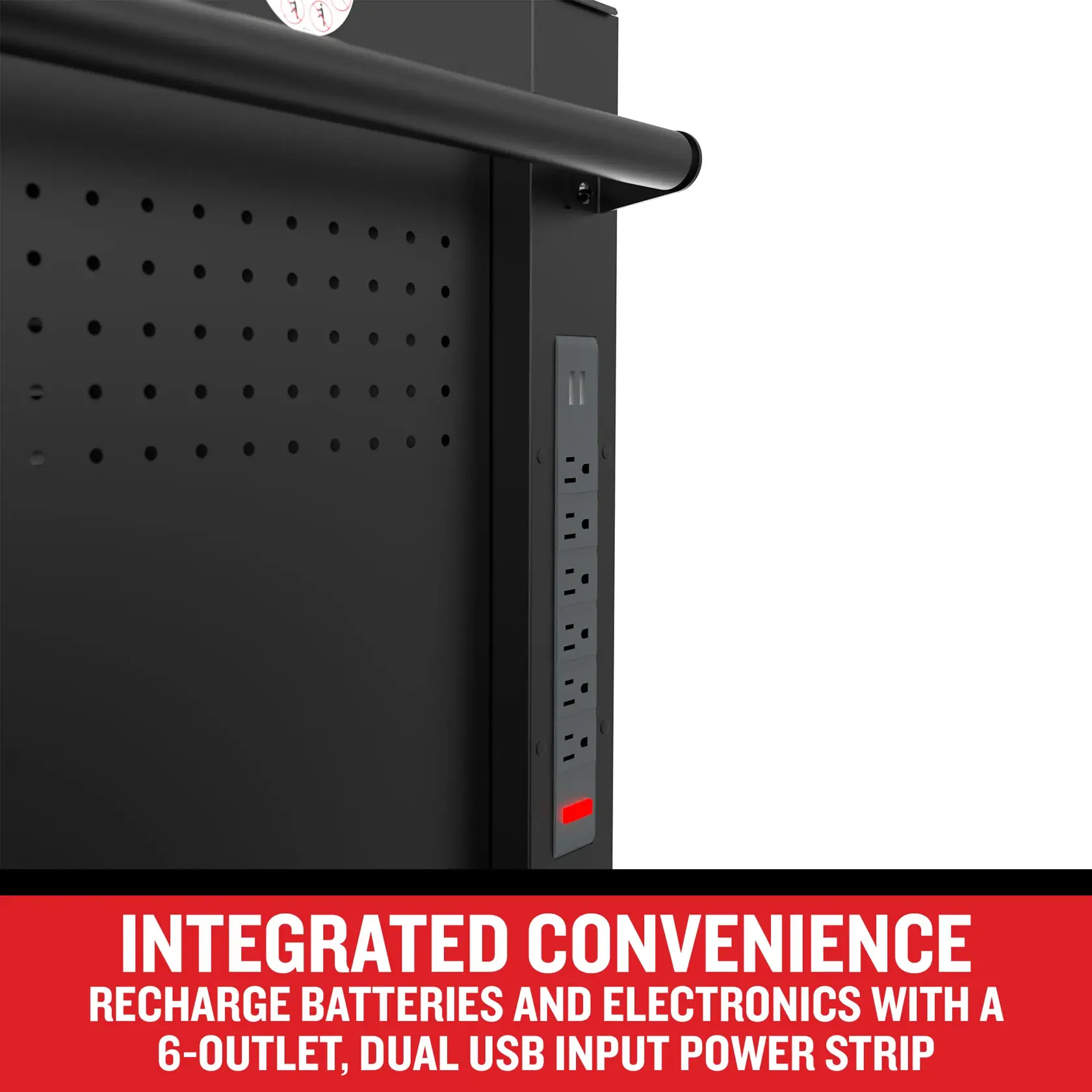 41" Premium S2000 Storage Cabinet with power strip feature call out