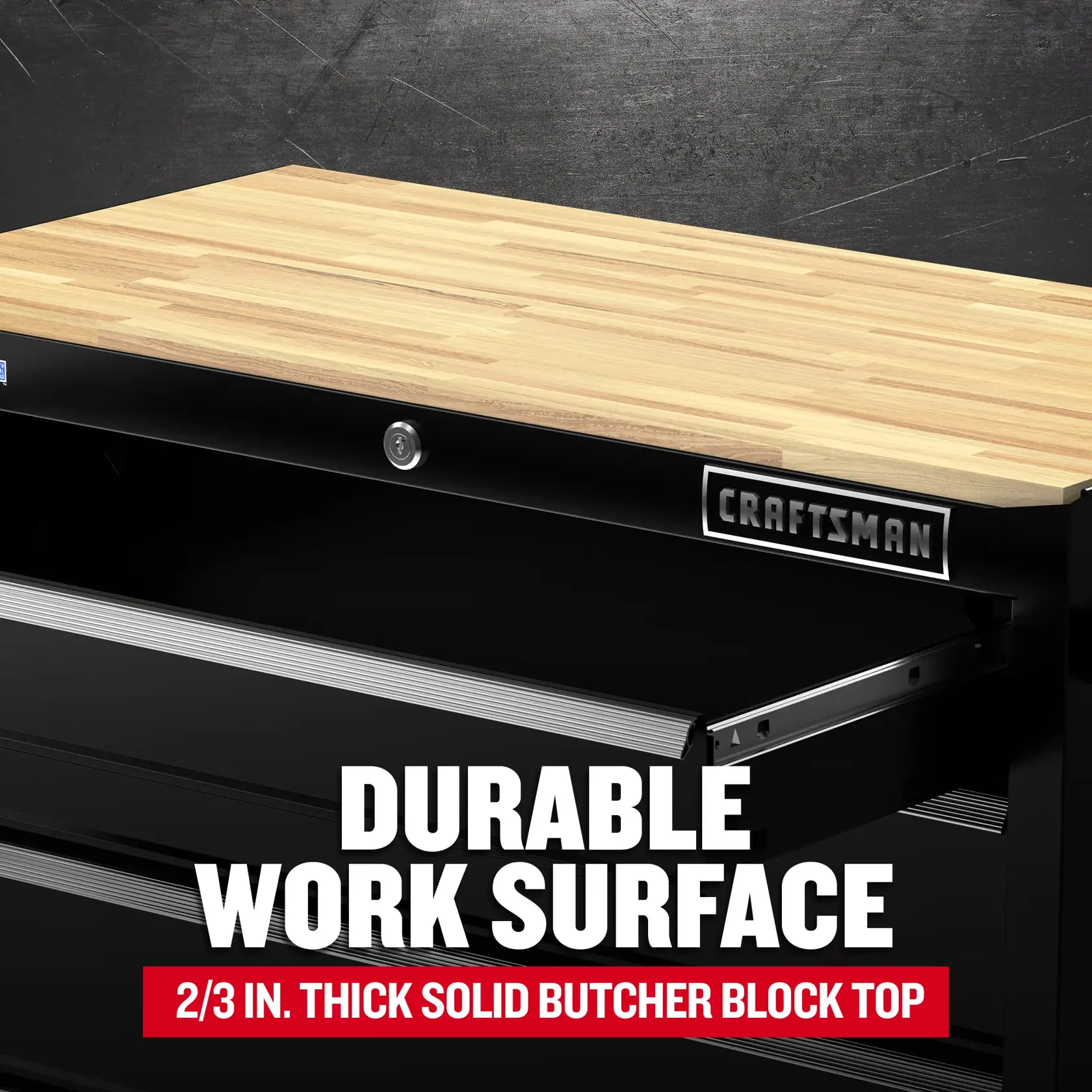 eComm Graphic Durable Work Surface  of CRAFTSMAN 37 in. Wide Rolling Tool Workstation (Black)