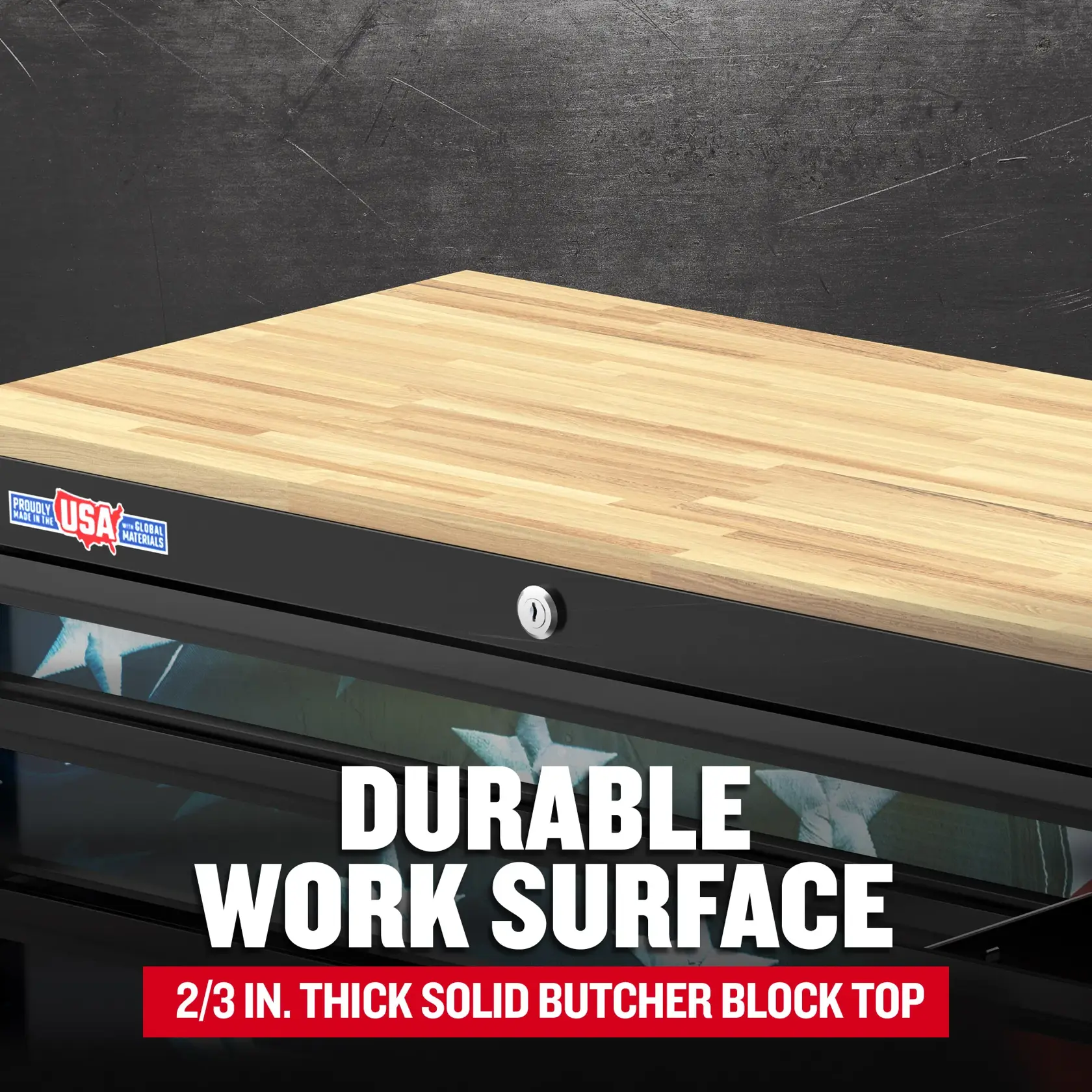 eComm Graphic Durable Work Surface of CRAFTSMAN 63 in. Wide Rolling Tool Workstation With Magnetic Patriotic Panels (Black)