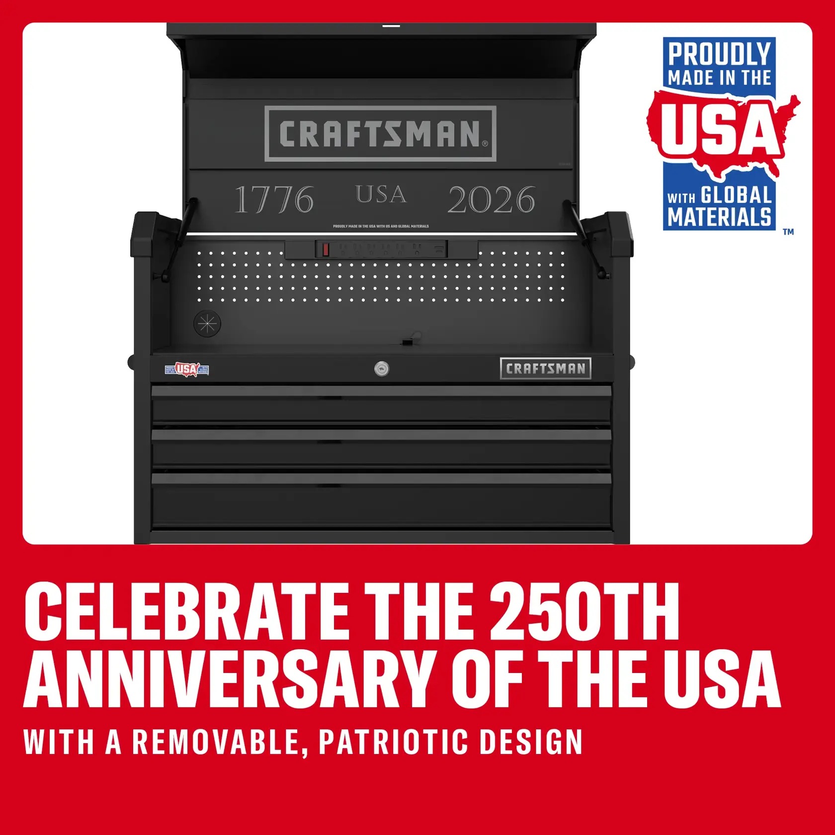 3-Drawer Black And White Patriotic Chest