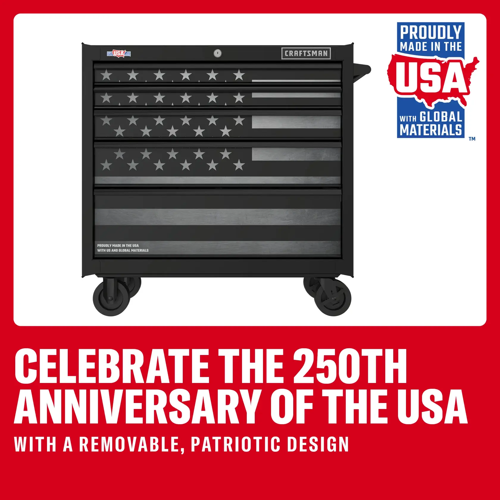 5-Drawer Black And White Patriotic Cabinet