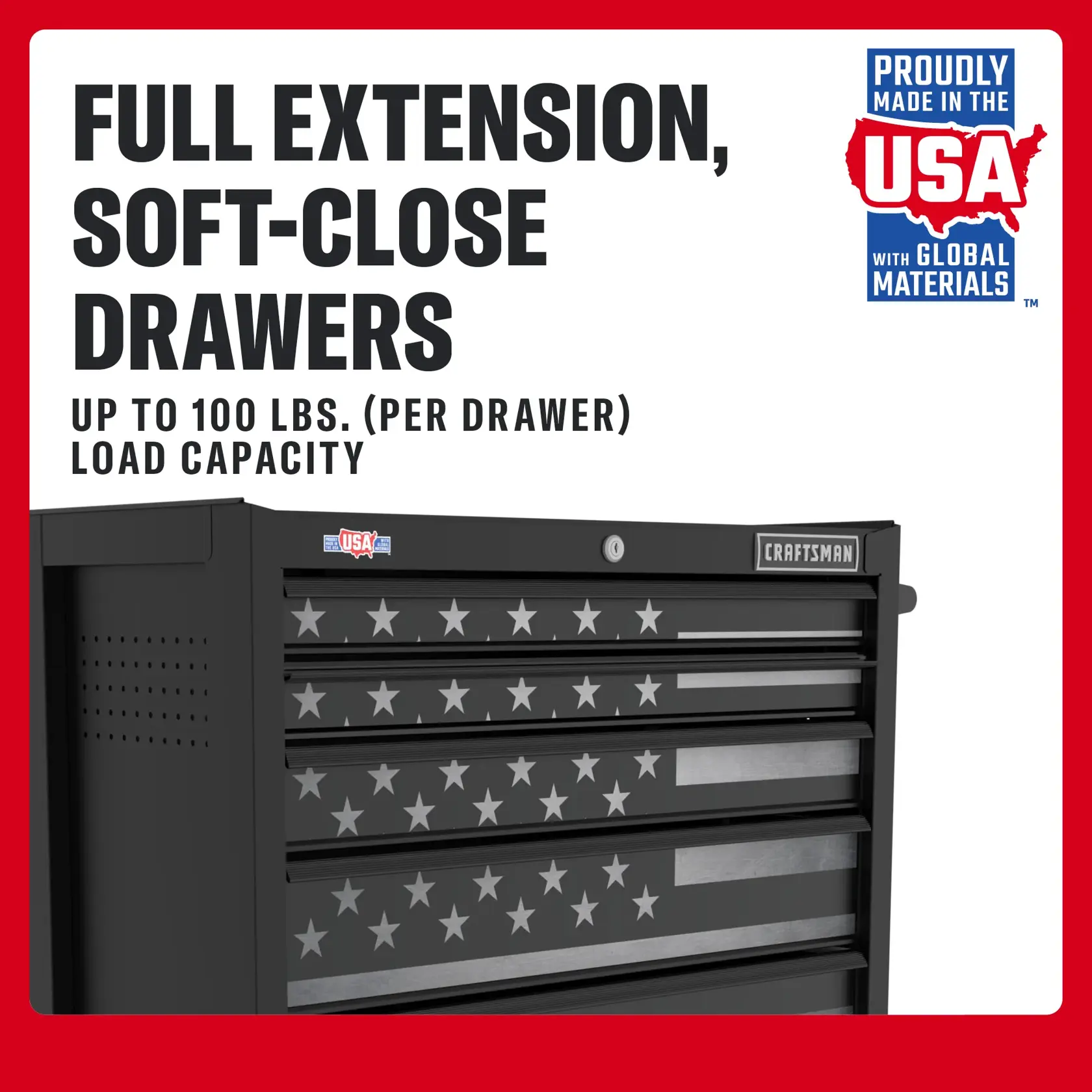 5-Drawer Black And White Patriotic Cabinet