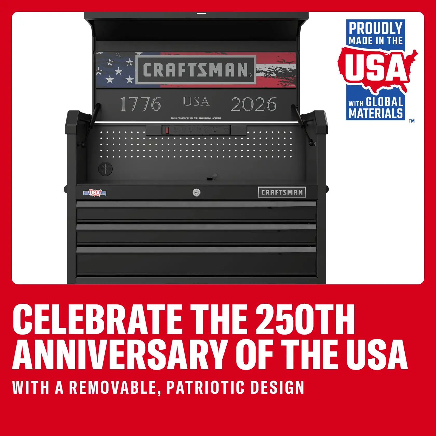3-Drawer Red, White, And Blue Patriotic Chest