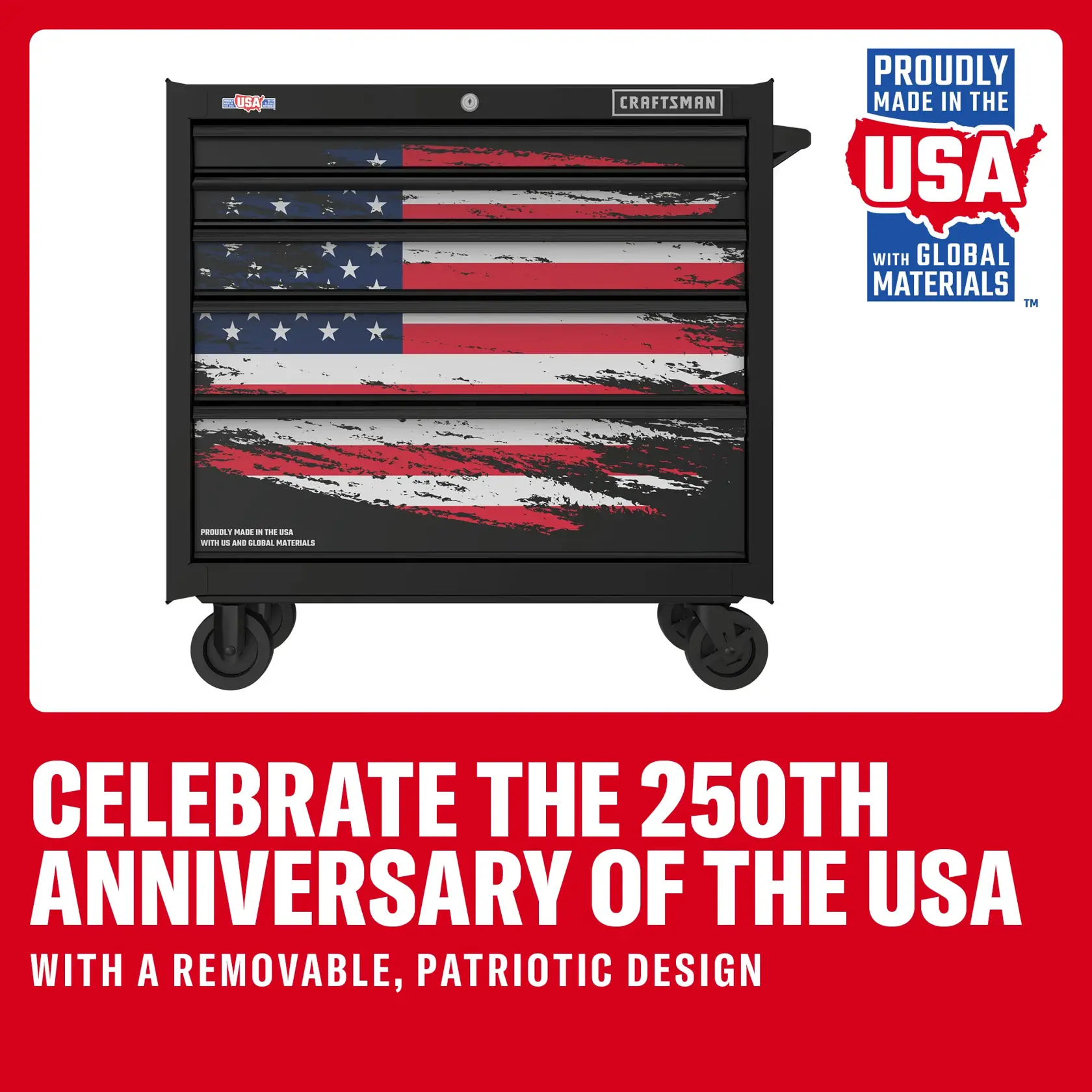 5-Drawer Red, White, And Blue Patriotic Cabinet