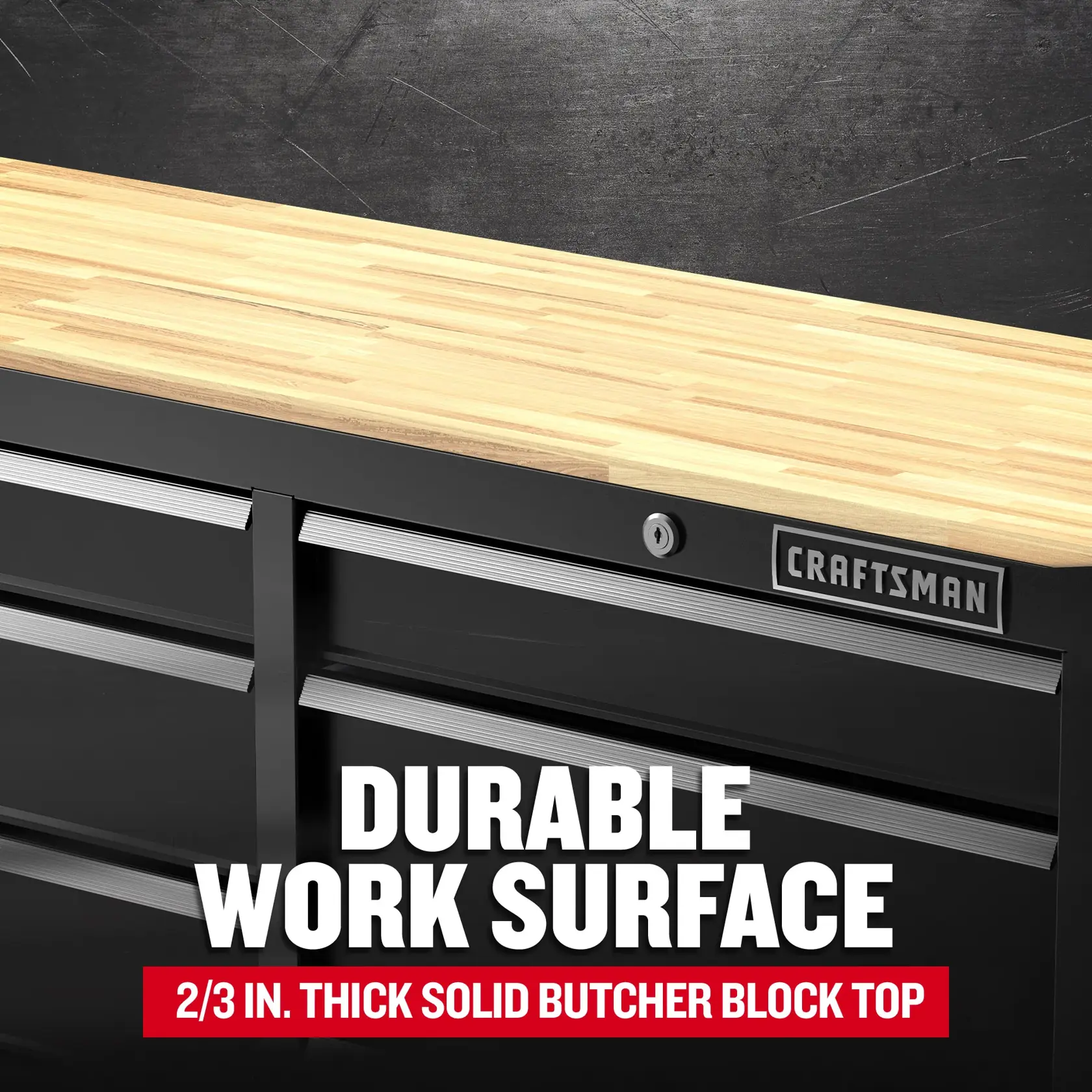 eComm Graphic Durable Work Surface of CRAFTSMAN 52 in. Wide Rolling Tool Workstation (Black)