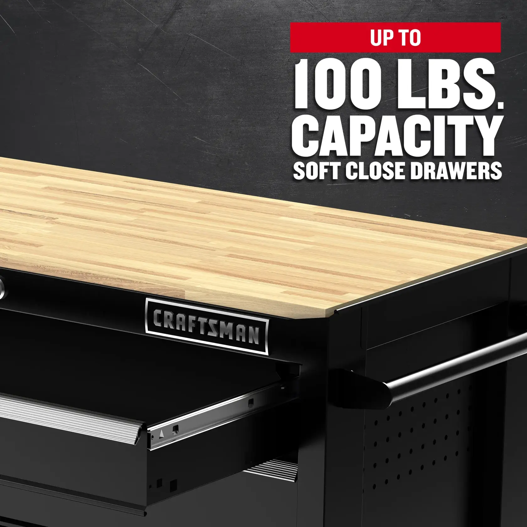 eComm Graphic Capacity of CRAFTSMAN 52 in. Wide Rolling Tool Workstation (Black)