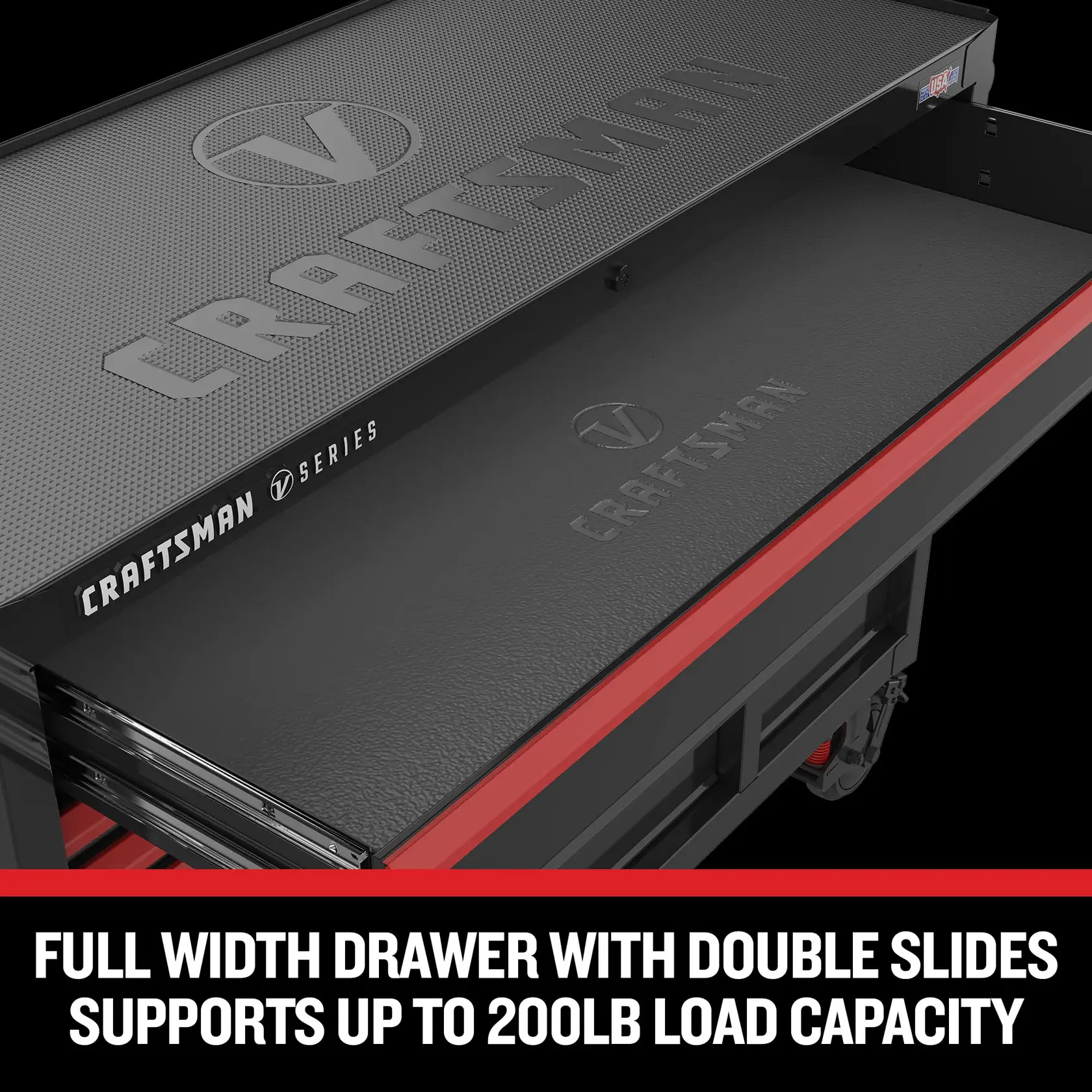 CRAFTSMAN V-Series 41-inch cabinet with full width drawer feature call out