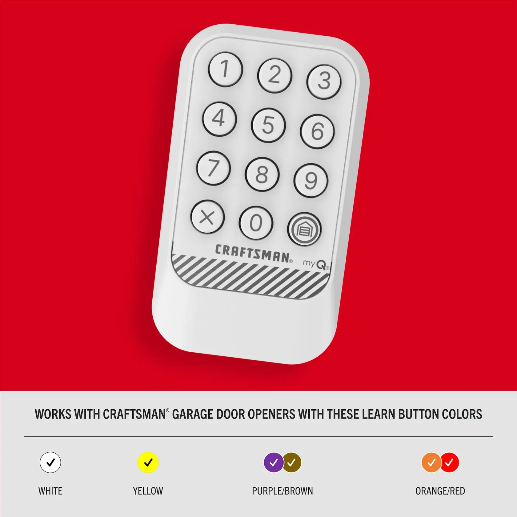 CRAFTSMAN Garage Door Opener Keypad, front facing, product details 