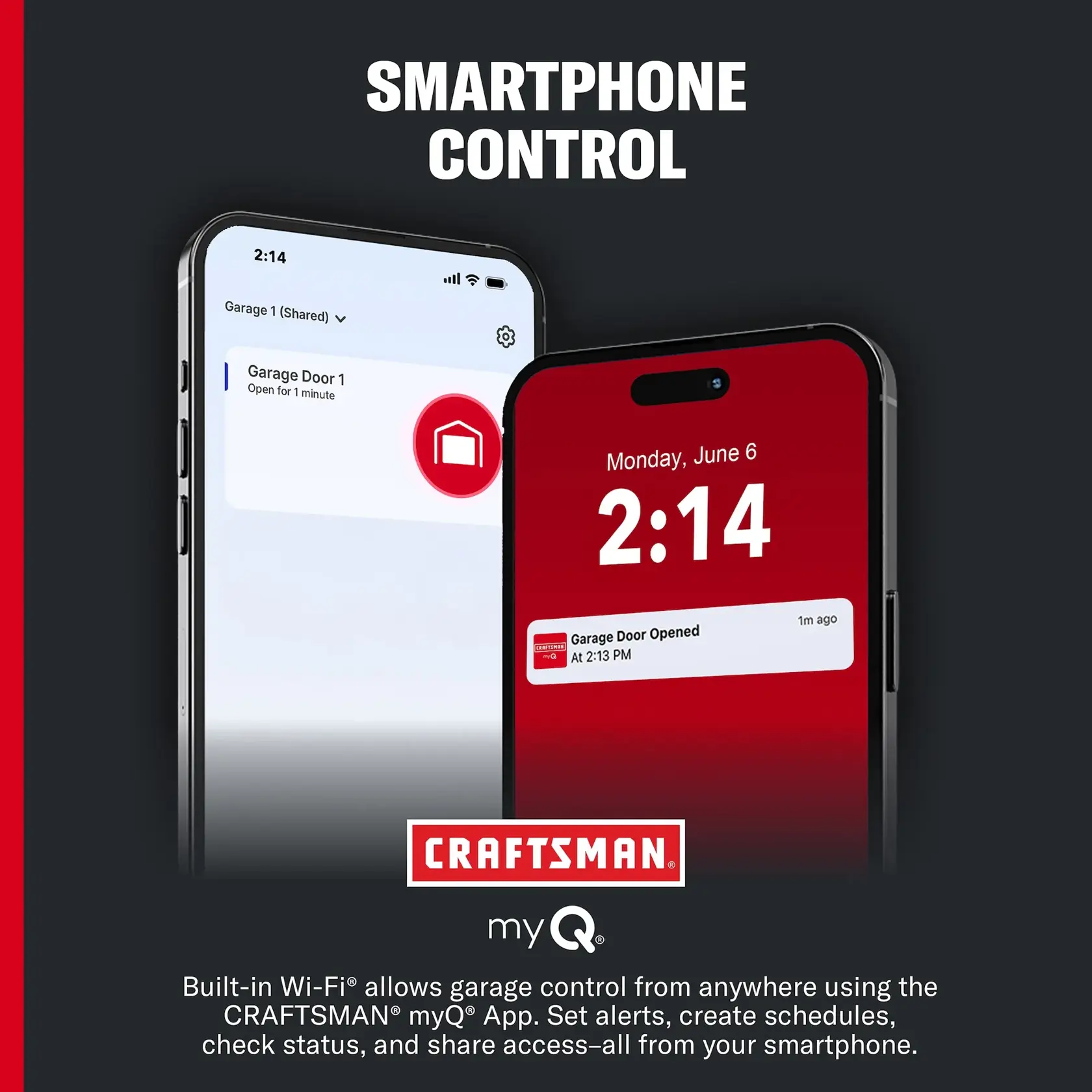 Craftsman 1/2 HP Smart Chain Drive Garage Door Opener Smartphone Capable