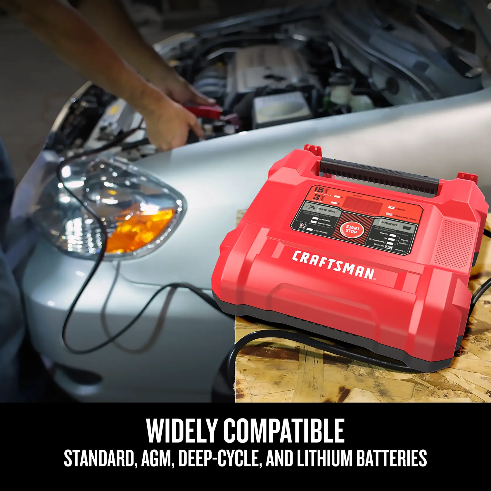 15A 6V/12V Fully Automatic Battery Charger and Maintainer compatible graphic