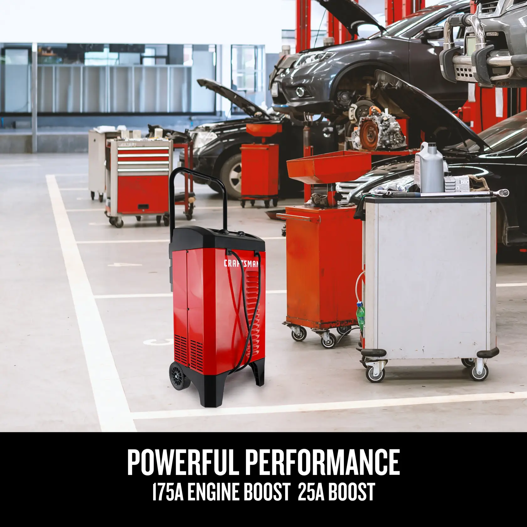 175 Cranking Amp 12V Manual Wheeled Battery Charger and Jump Starter performance graphic