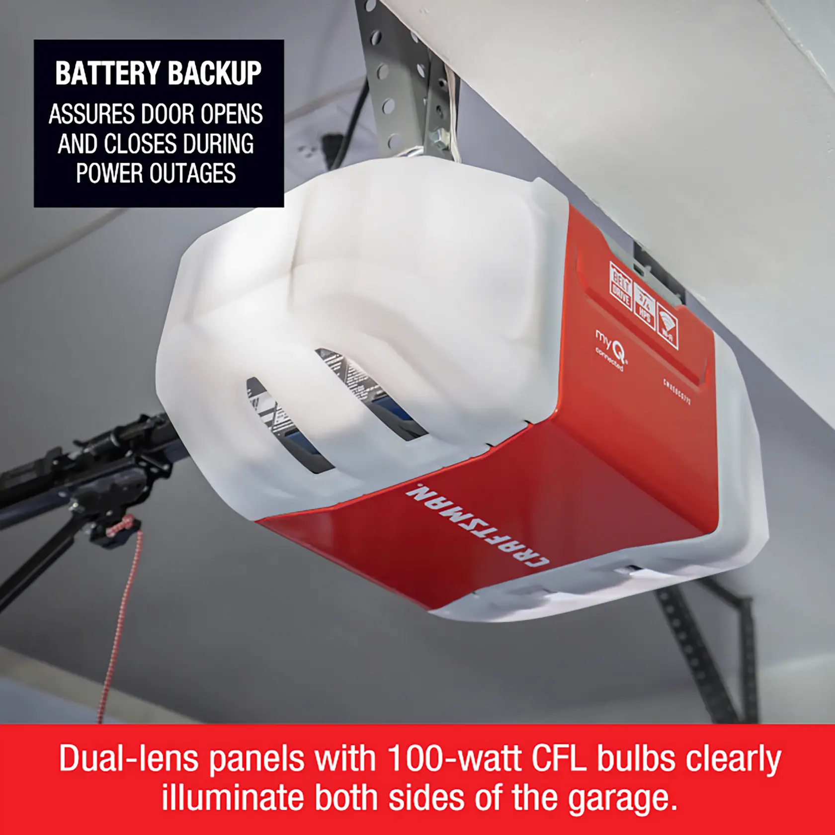 CRAFTSMAN® 0.5 HP myQ Chain Drive Smart Garage Door Opener Kit