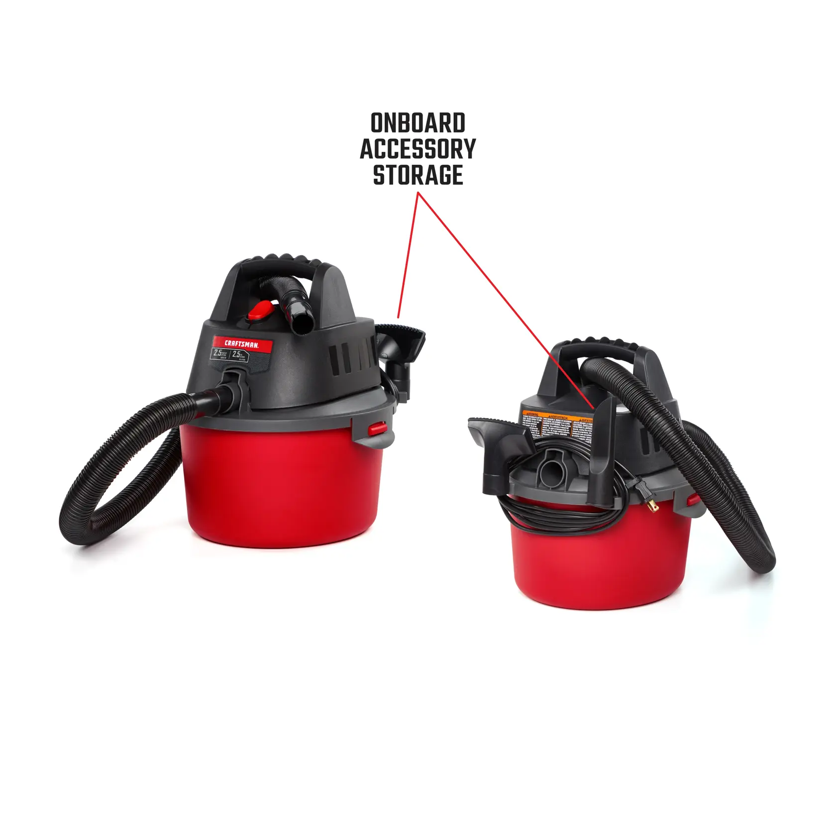Graphic of CRAFTSMAN Vacuums: Wet/Dry Shop Vac highlighting product features