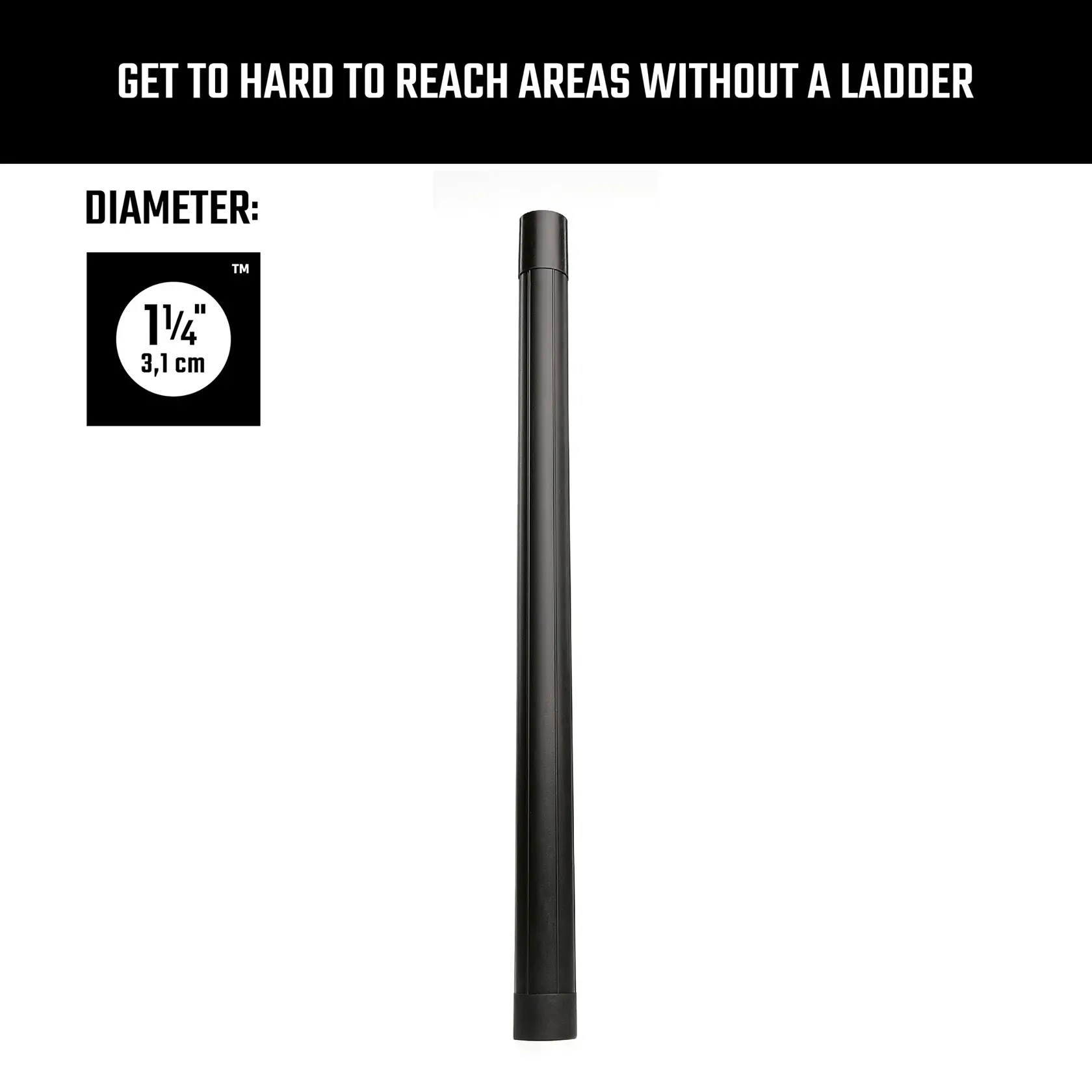 Right-facing side view CRAFTSMAN 1-1/4 inch Extension Wand enables reach without use of a ladder