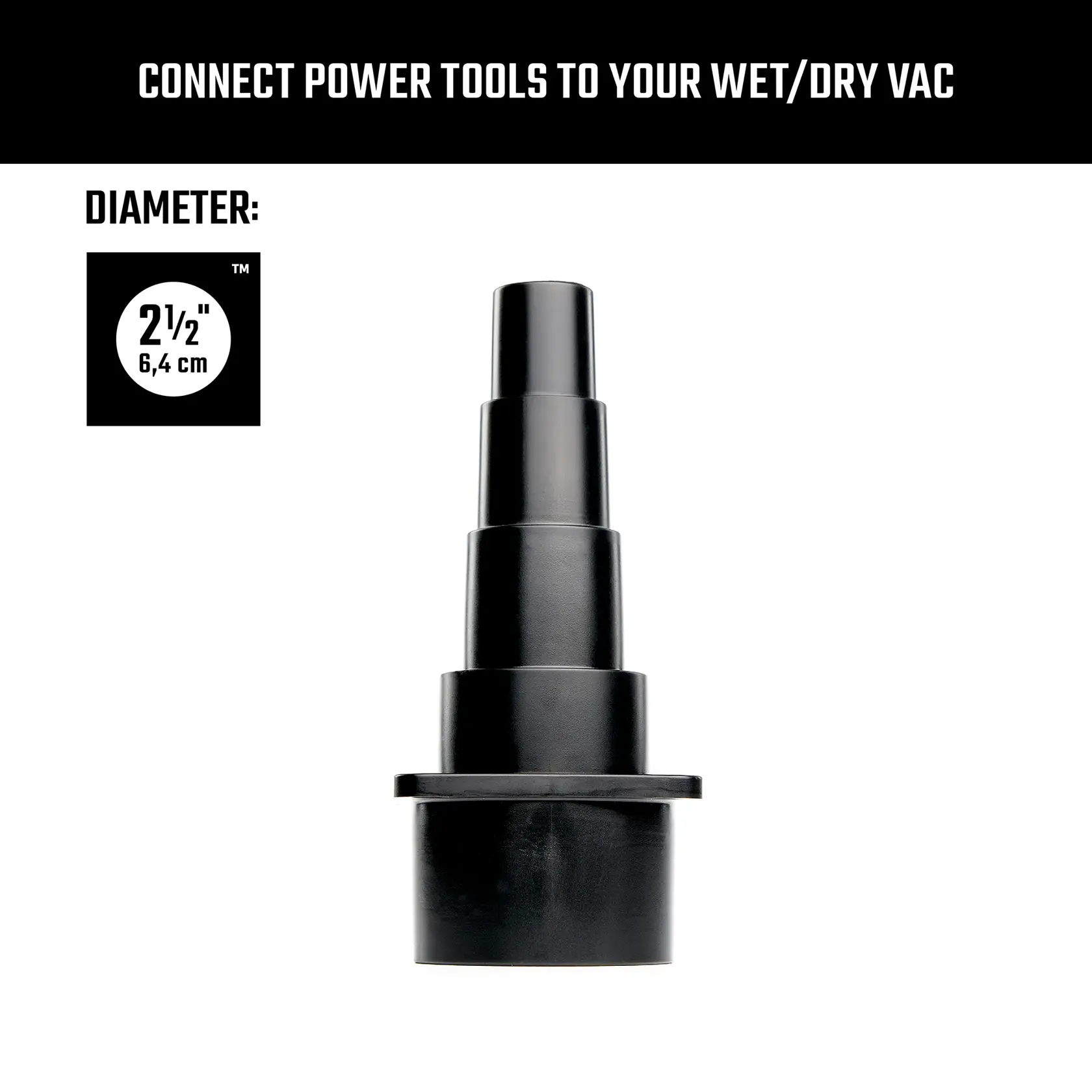 Front view CRAFTSMAN 2-1/2 inch Power Tool Adapter allows for connecting power tools to shop vacuum