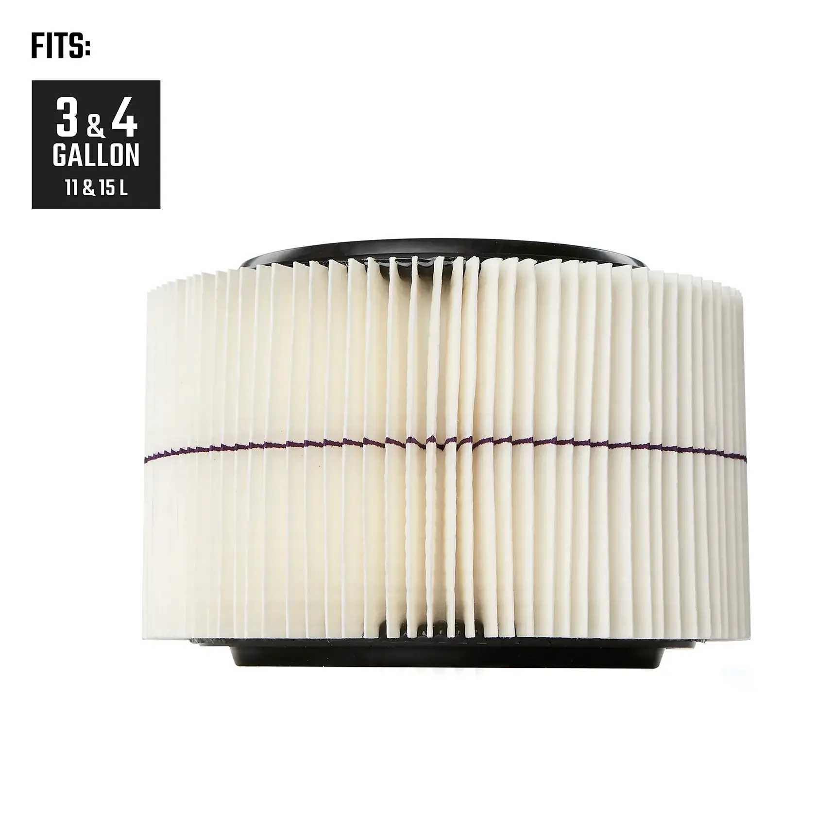 Front facing CRAFTSMAN 1/2 Height HEPA Media Wet/Dry Vac Filter on a 3-4 CRAFTSMAN Gal Shop Vacs