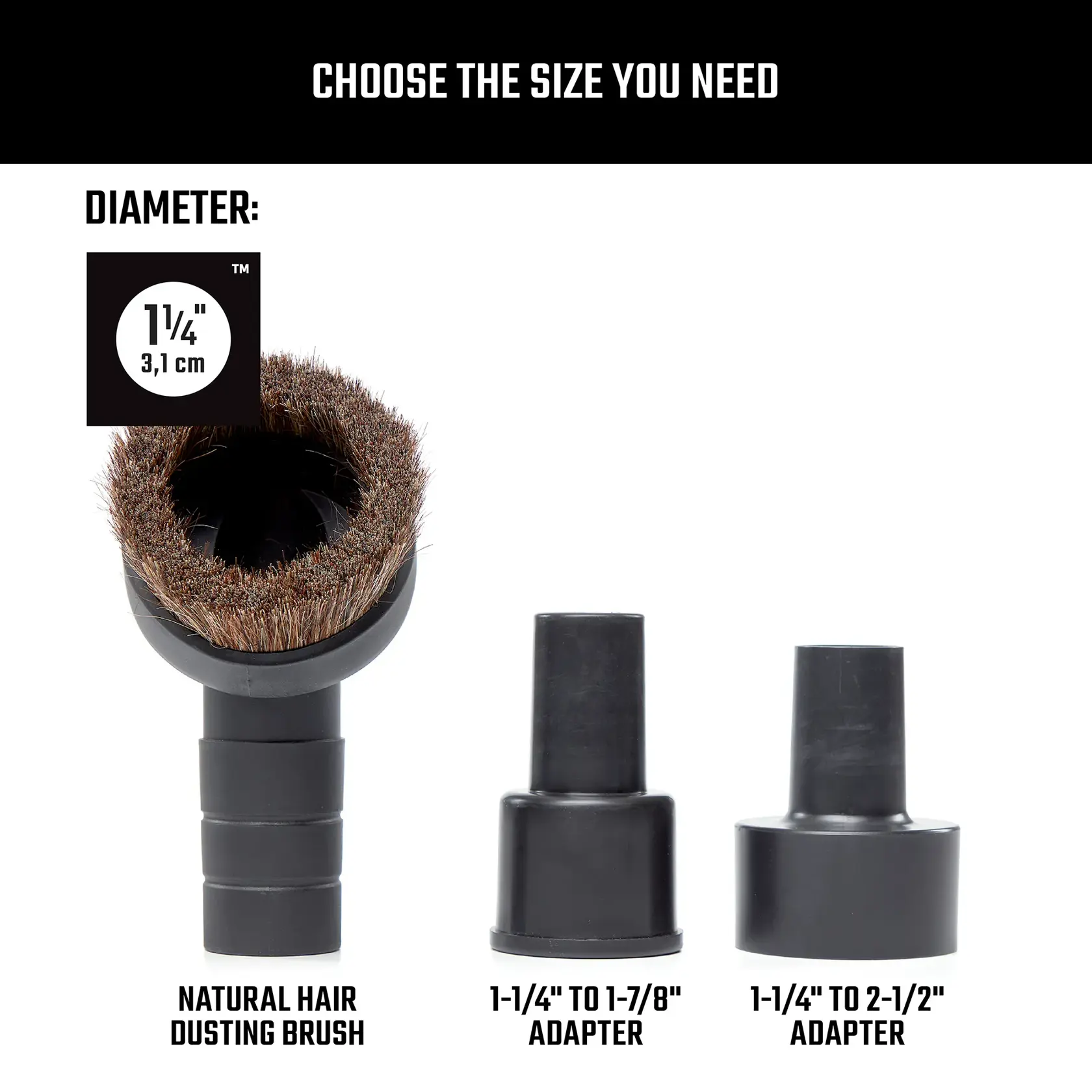 CRAFTSMAN 1-1/4 inch Natural Hair Dusting Brush Attachment with Adapters to choose the right size
