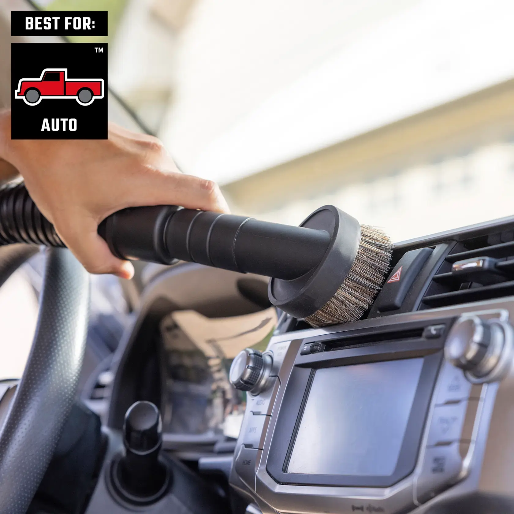 Vacuuming car vents using CRAFTSMAN  1-1/4 inch Natural Hair Dusting Brush Attachment