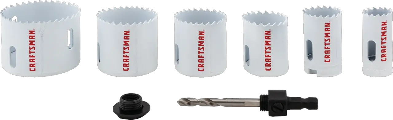 View of CRAFTSMAN Hole Saws on white background