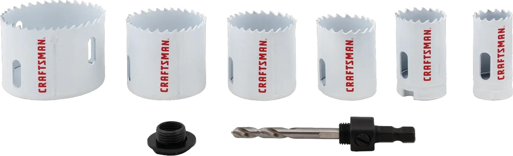 View of CRAFTSMAN Hole Saws on white background
