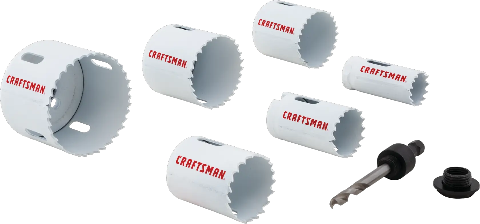 View of CRAFTSMAN Hole Saws on white background
