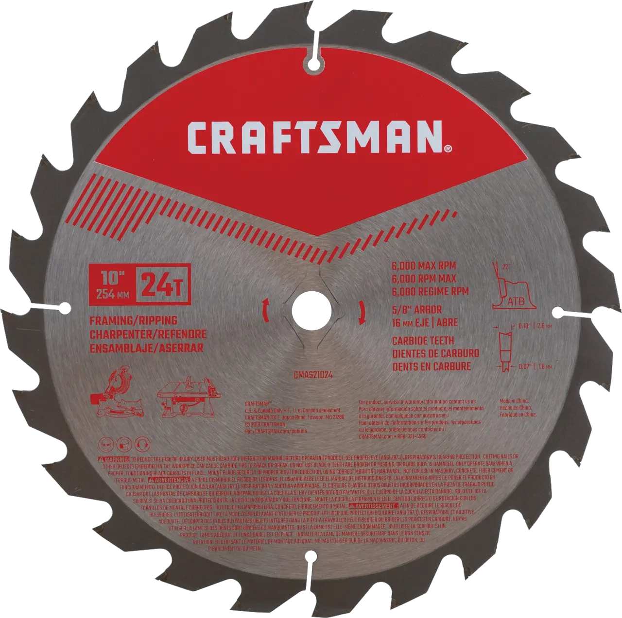 10 inch 24 tooth framing ripping saw blade.