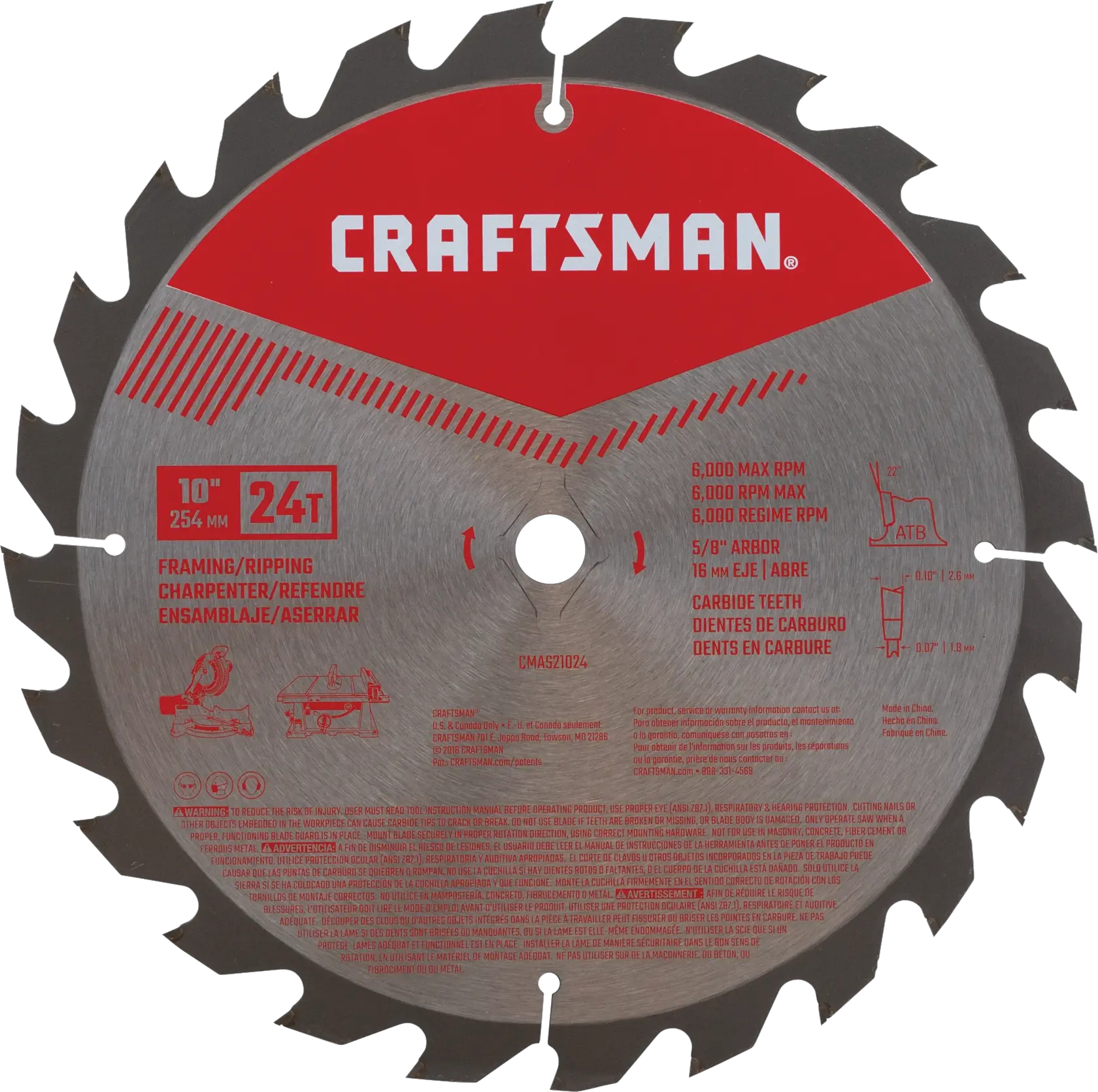 10 inch 24 tooth framing ripping saw blade.