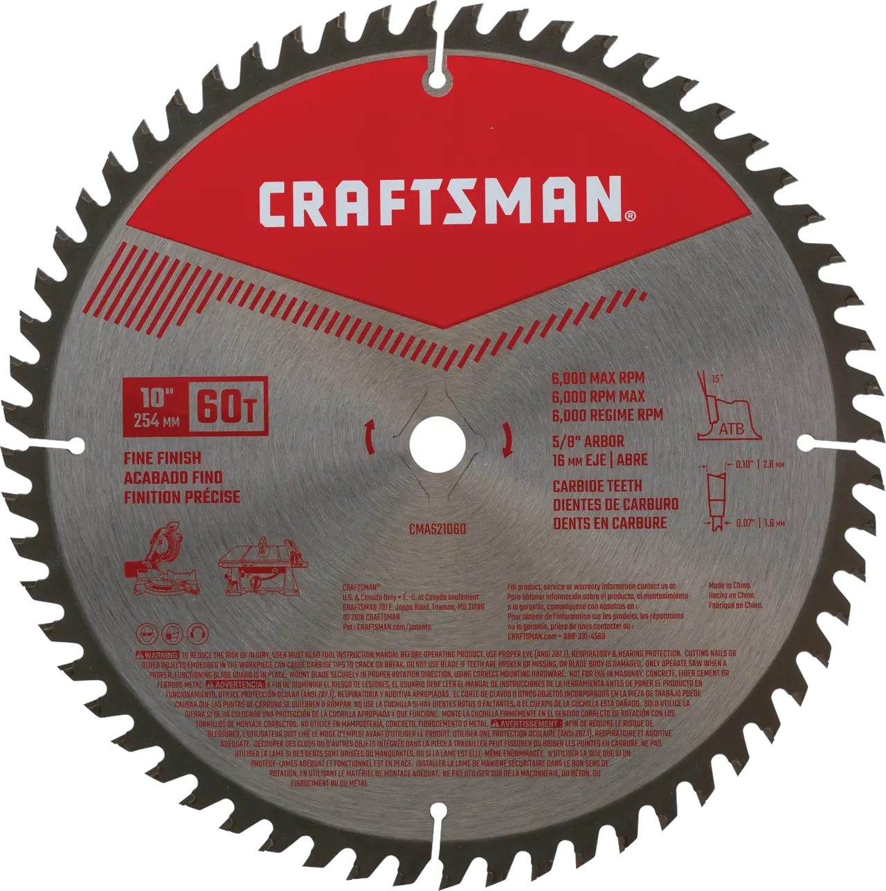 10 inch 60 tooth carbide miter table saw blade.
