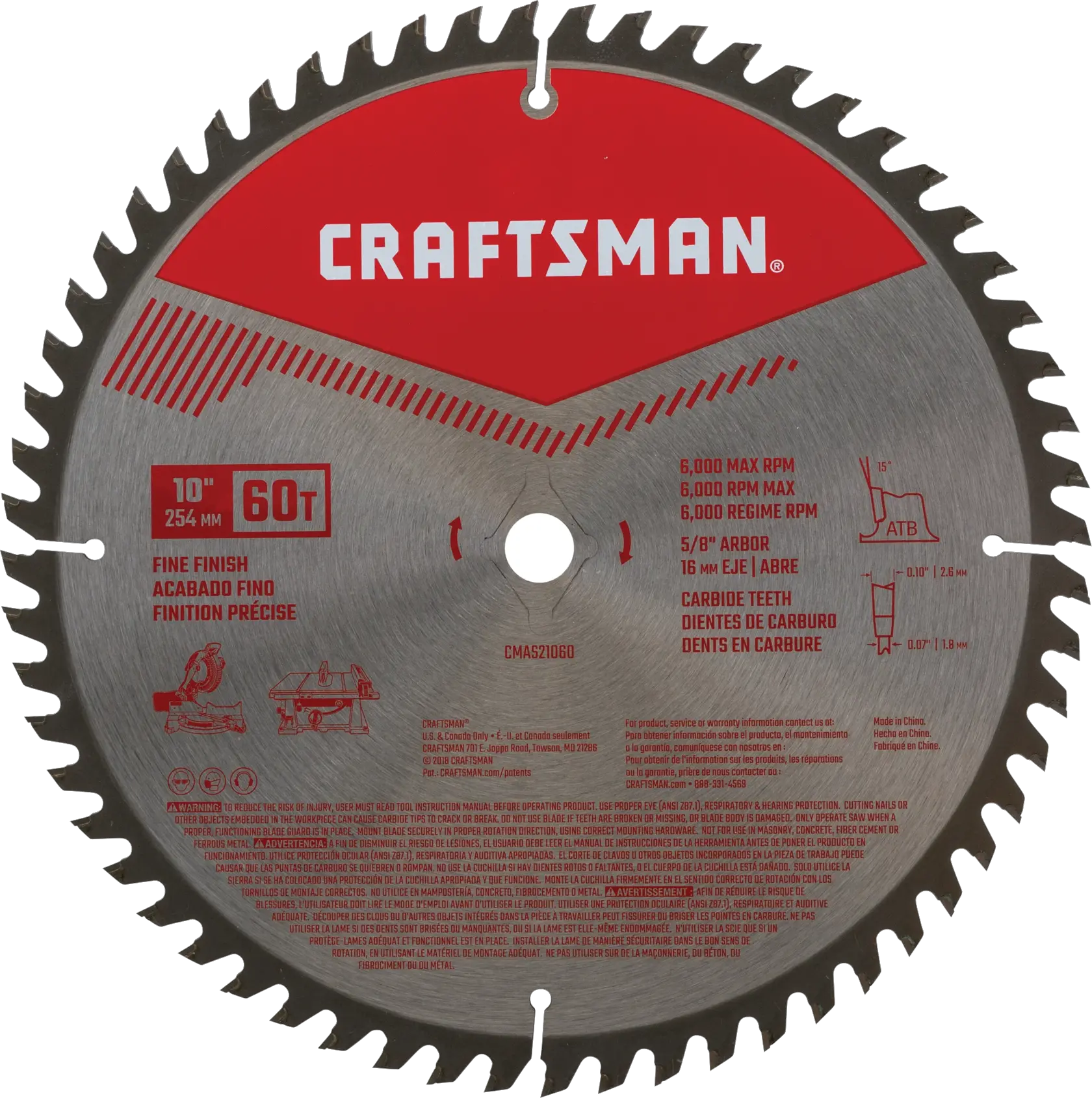 10 inch 60 tooth carbide miter table saw blade.