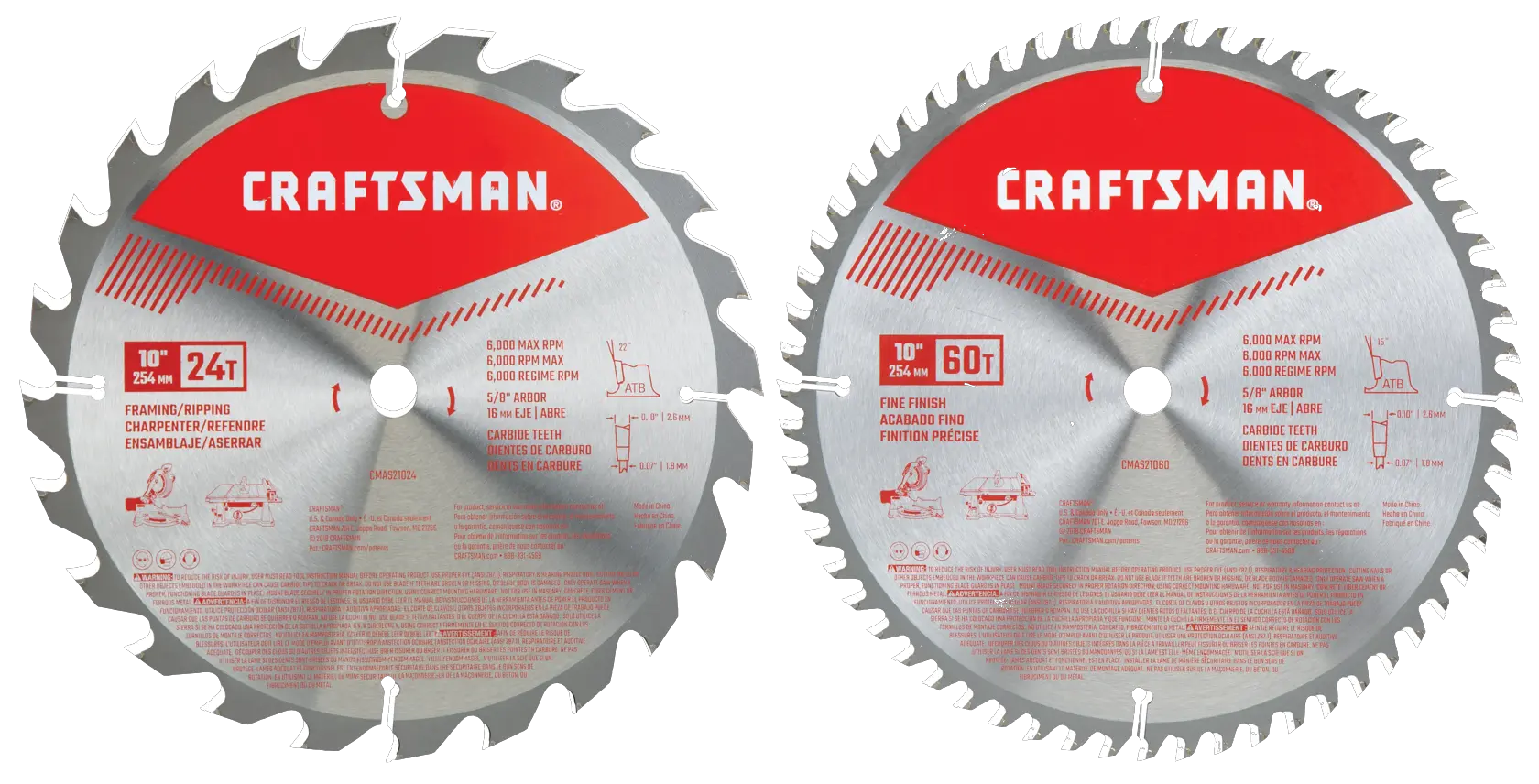 2 pack 10 inch saw blade combo.