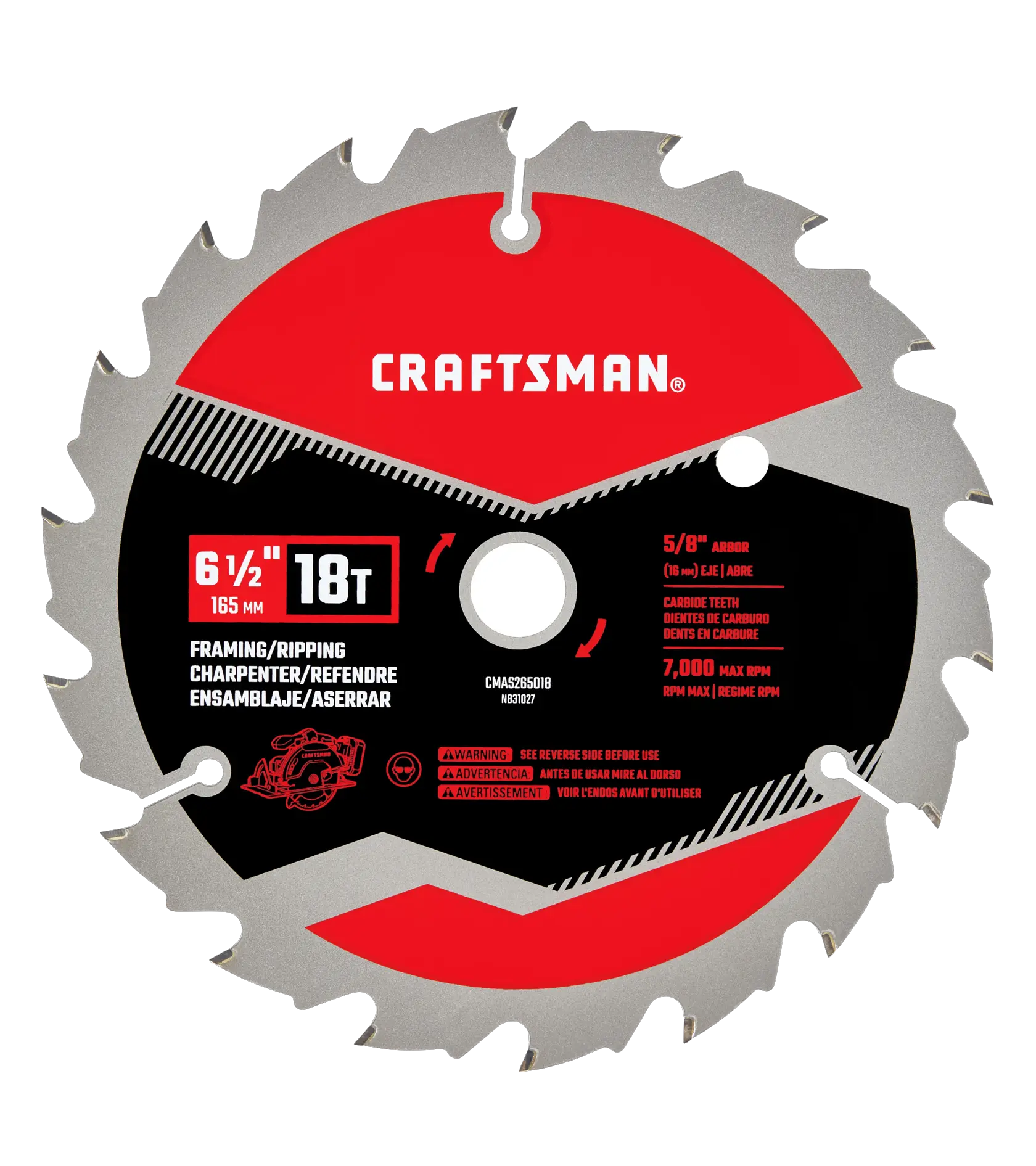 View of CRAFTSMAN Blades: Table Saw on white background