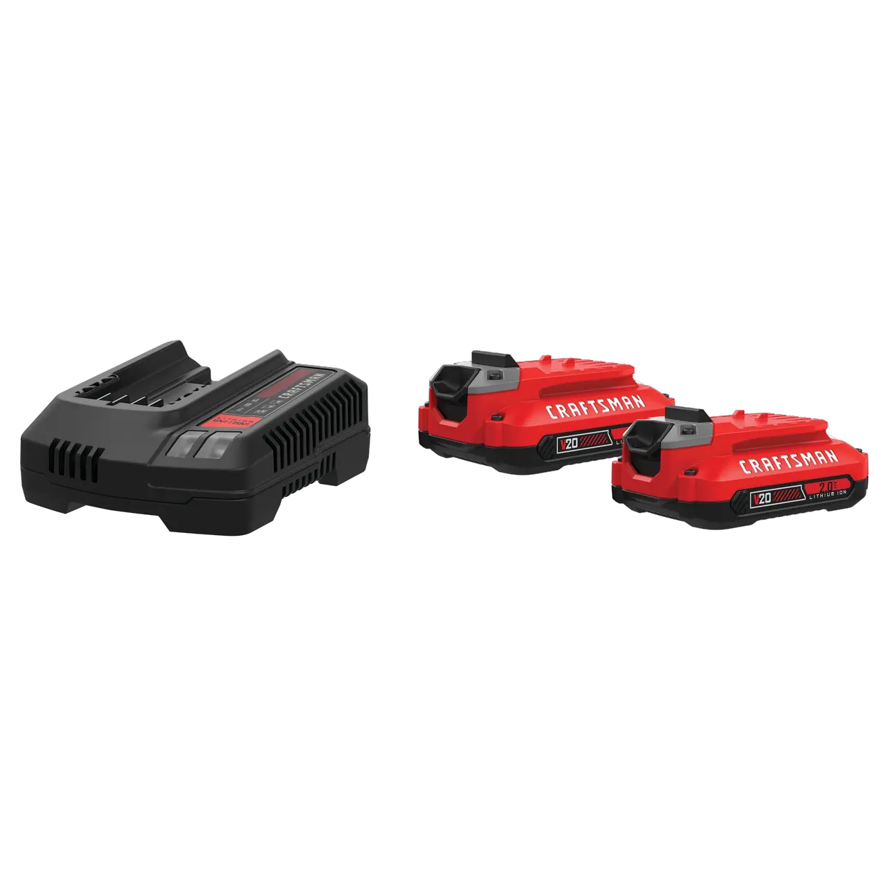 View of CRAFTSMAN Batteries & Chargers on white background