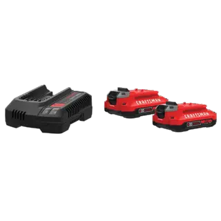 View of CRAFTSMAN Batteries & Chargers on white background