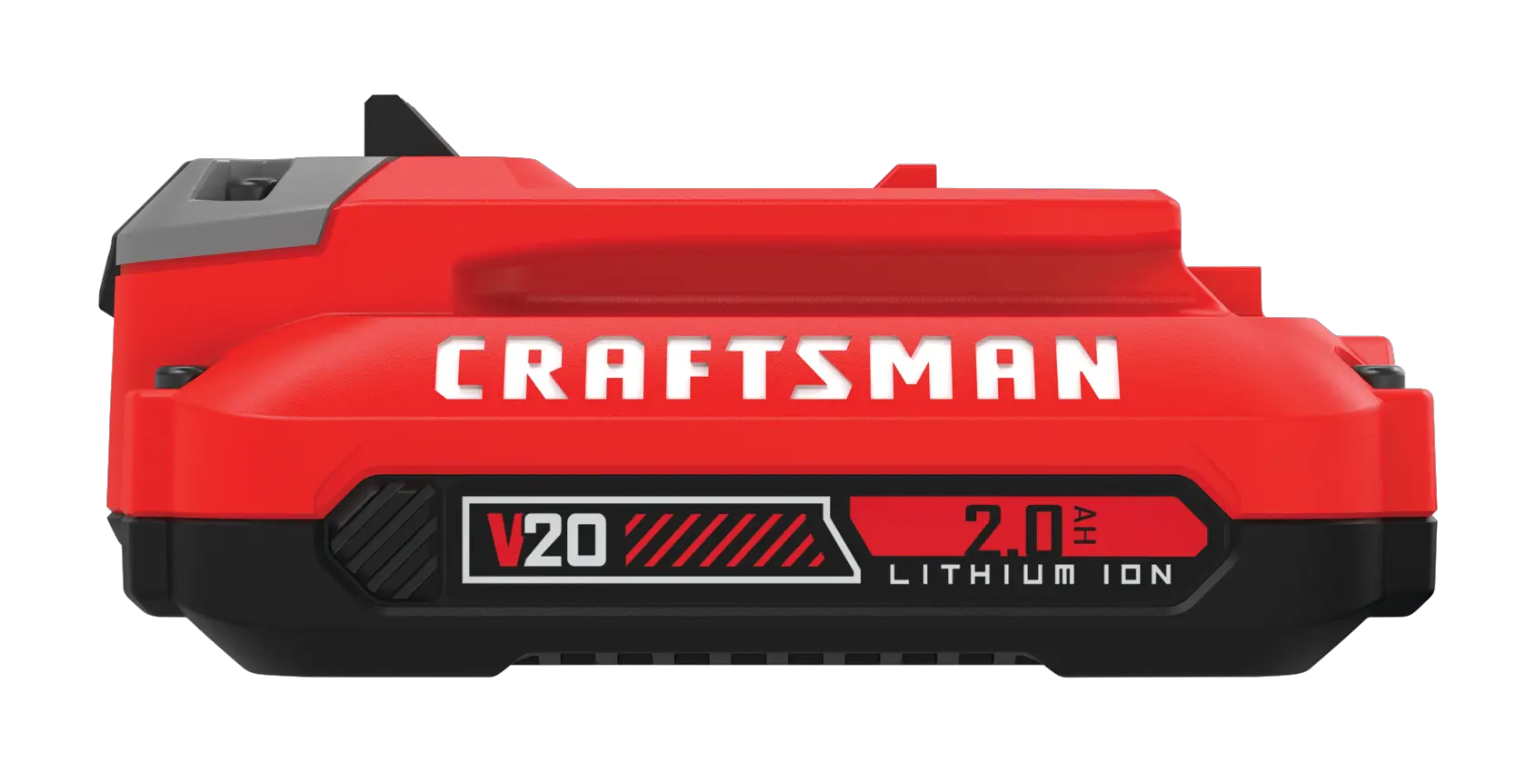 Profile of v 20 2.0 Amp hour lithium ion battery.