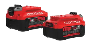 View of CRAFTSMAN Batteries & Chargers on white background