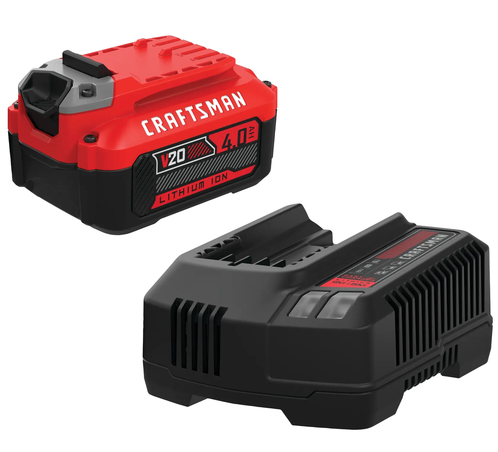 View of CRAFTSMAN Batteries & Chargers on white background