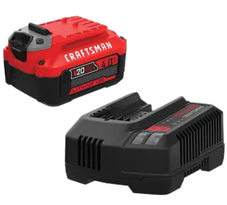 View of CRAFTSMAN Batteries & Chargers on white background