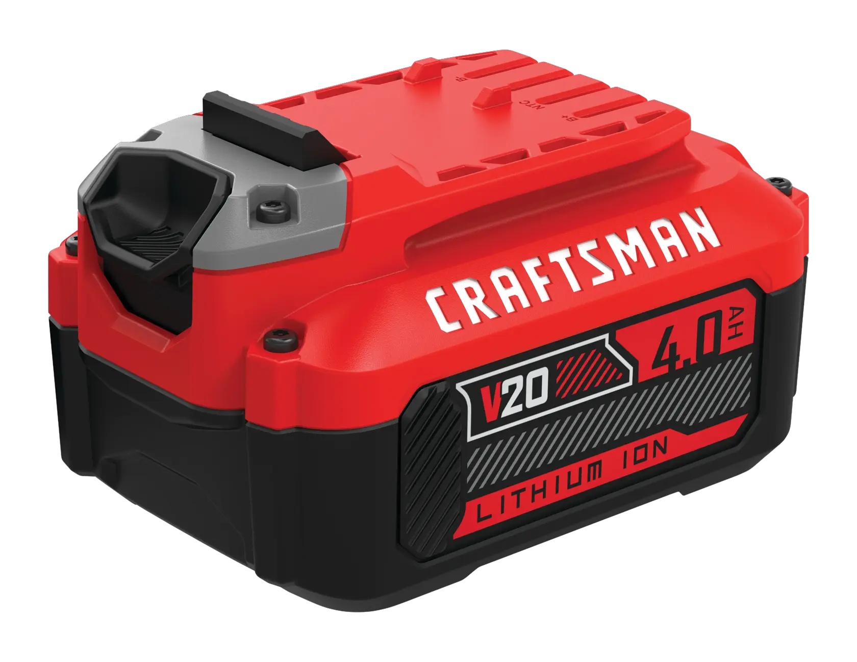 Profile of v 20 4.0 Amp hour lithium ion battery.
