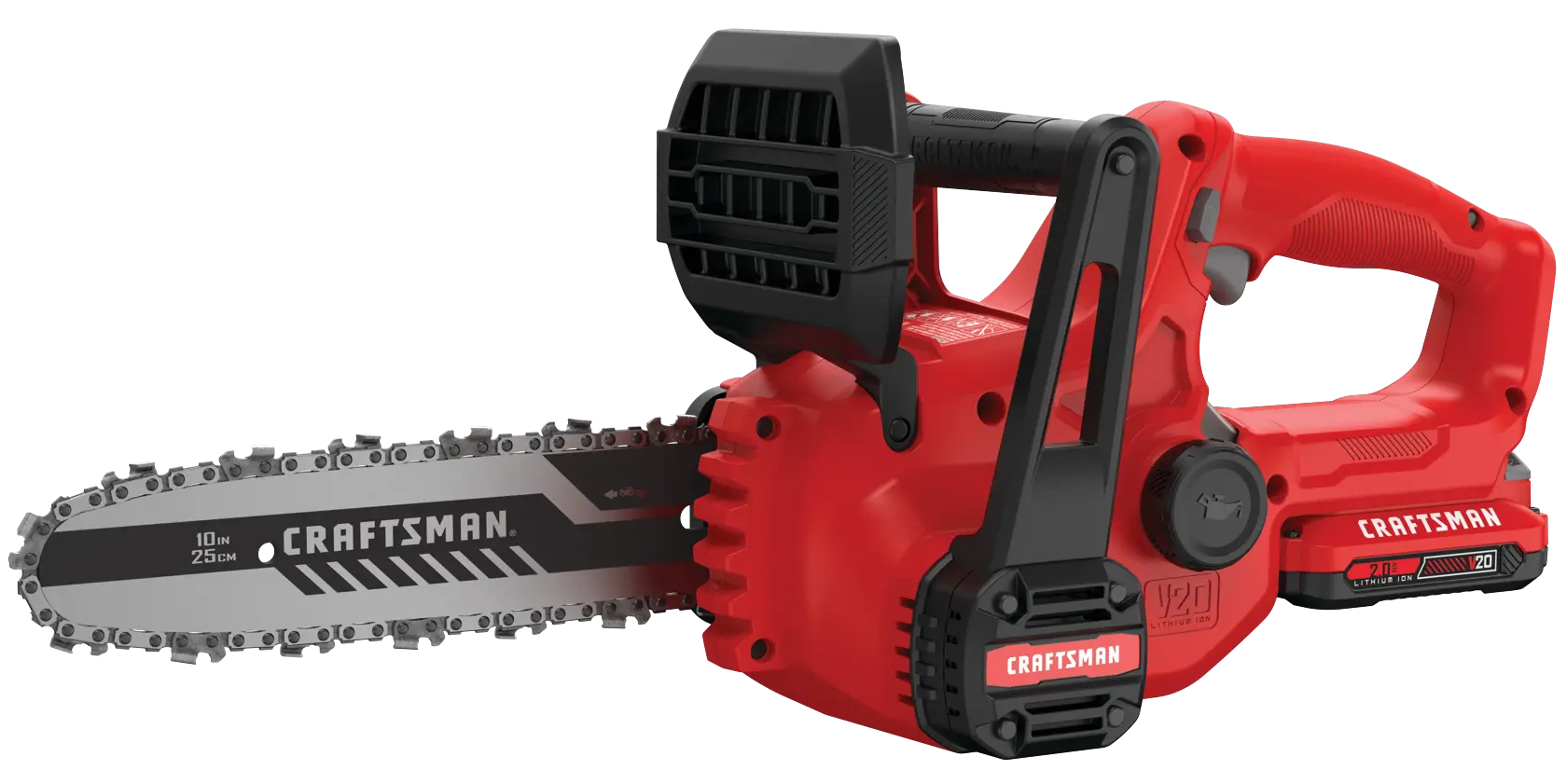 Cordless 10 inch chainsaw kit 2 amp hour.
