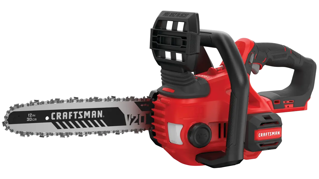 View of CRAFTSMAN Chain Saws on white background