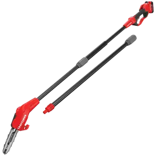 Cordless pole chainsaw kit 4 amp hour with extension pole.
