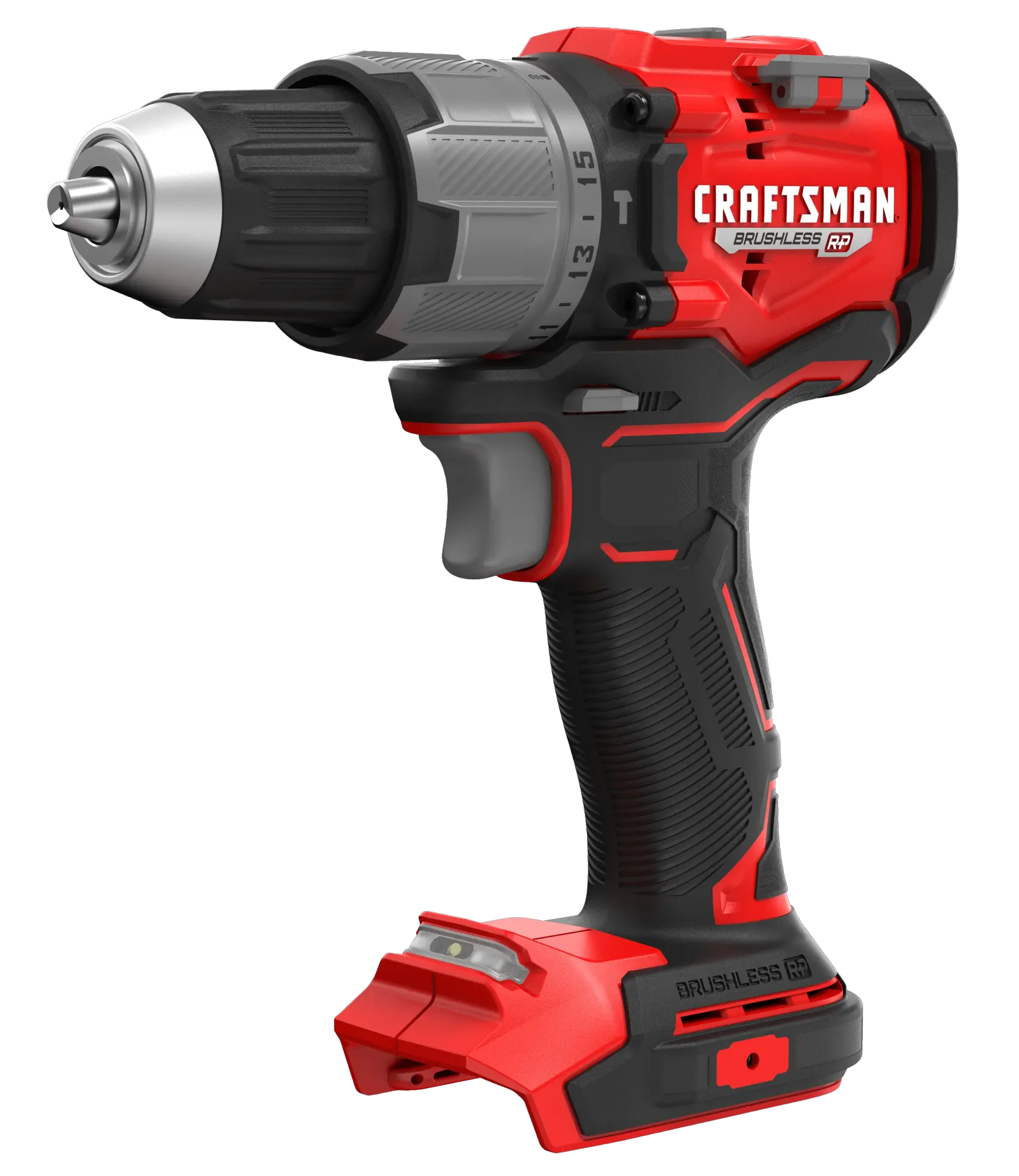V20* Brushless RP Hammer Drill/Driver without a battery on a white background